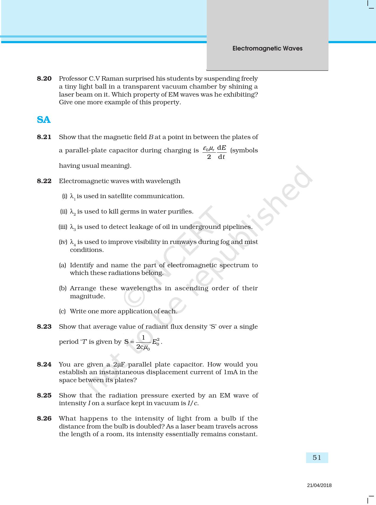 NCERT Exemplar Book for Class 12 Physics: Chapter 8 Electromagnetic Waves - Page 5