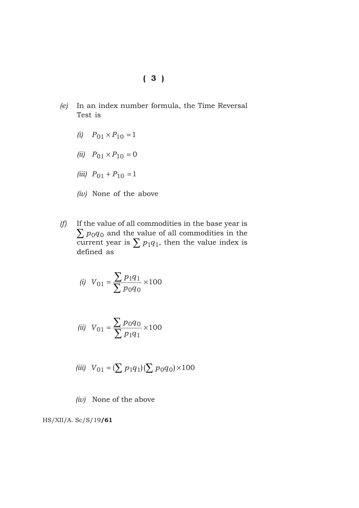 Meghalaya Board (MBOSE) Class 12 STATISTICS 2019 Question Paper - Page 3