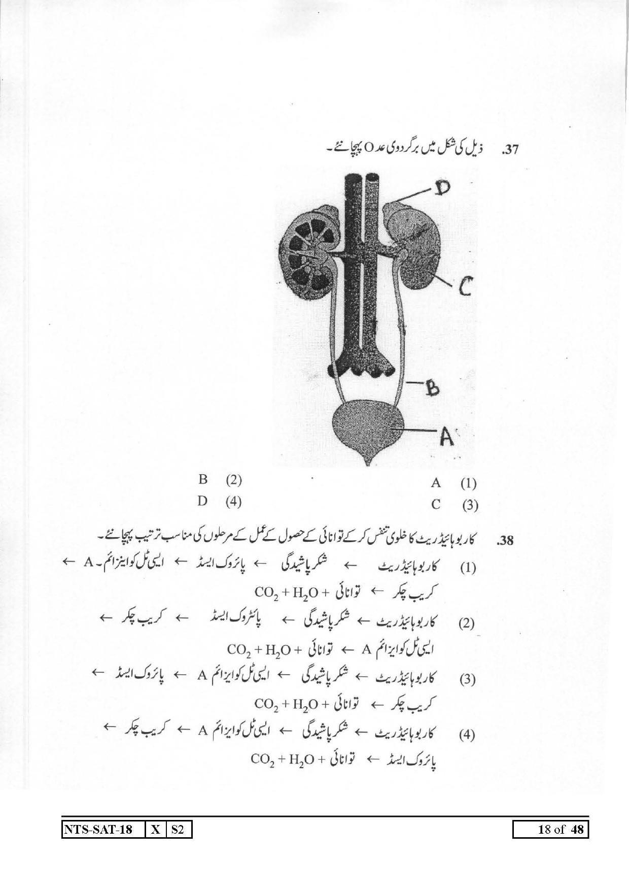 Maharashtra NTSE 2019 SAT (Urdu) Question Paper - Page 18