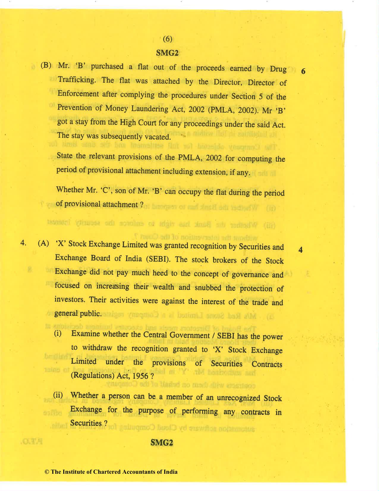 CA Final Nov 2019 Question Paper - Paper 4 – Corporate & Economic Laws - Page 6