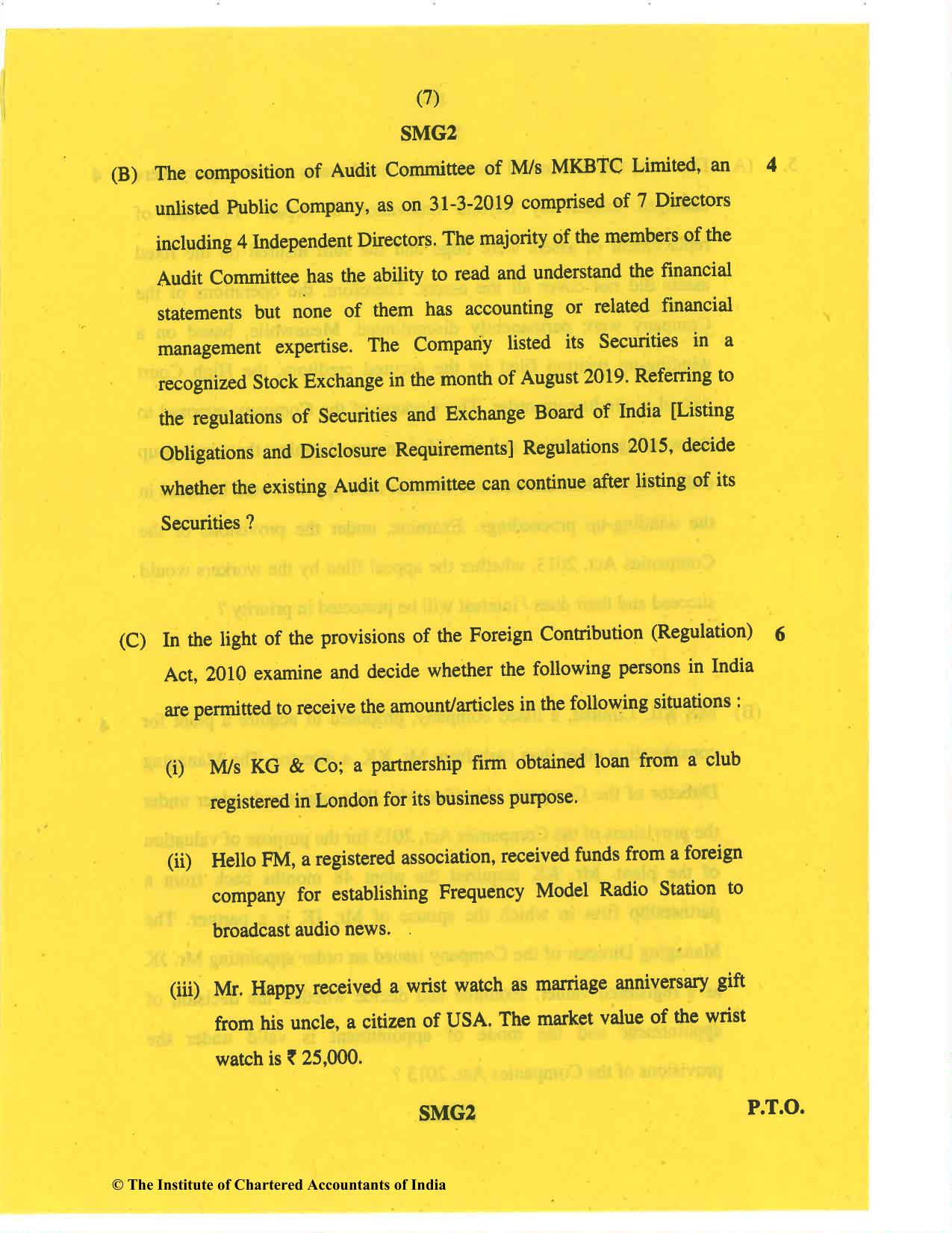 CA Final Nov 2019 Question Paper - Paper 4 – Corporate & Economic Laws - Page 7