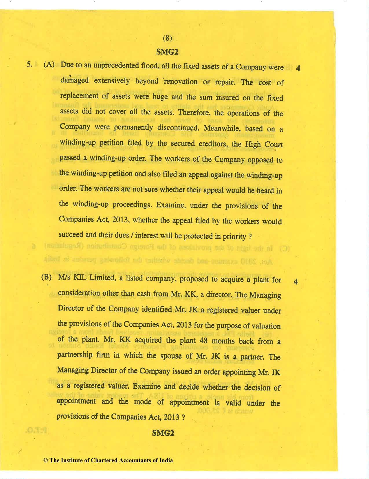 CA Final Nov 2019 Question Paper - Paper 4 – Corporate & Economic Laws - Page 8
