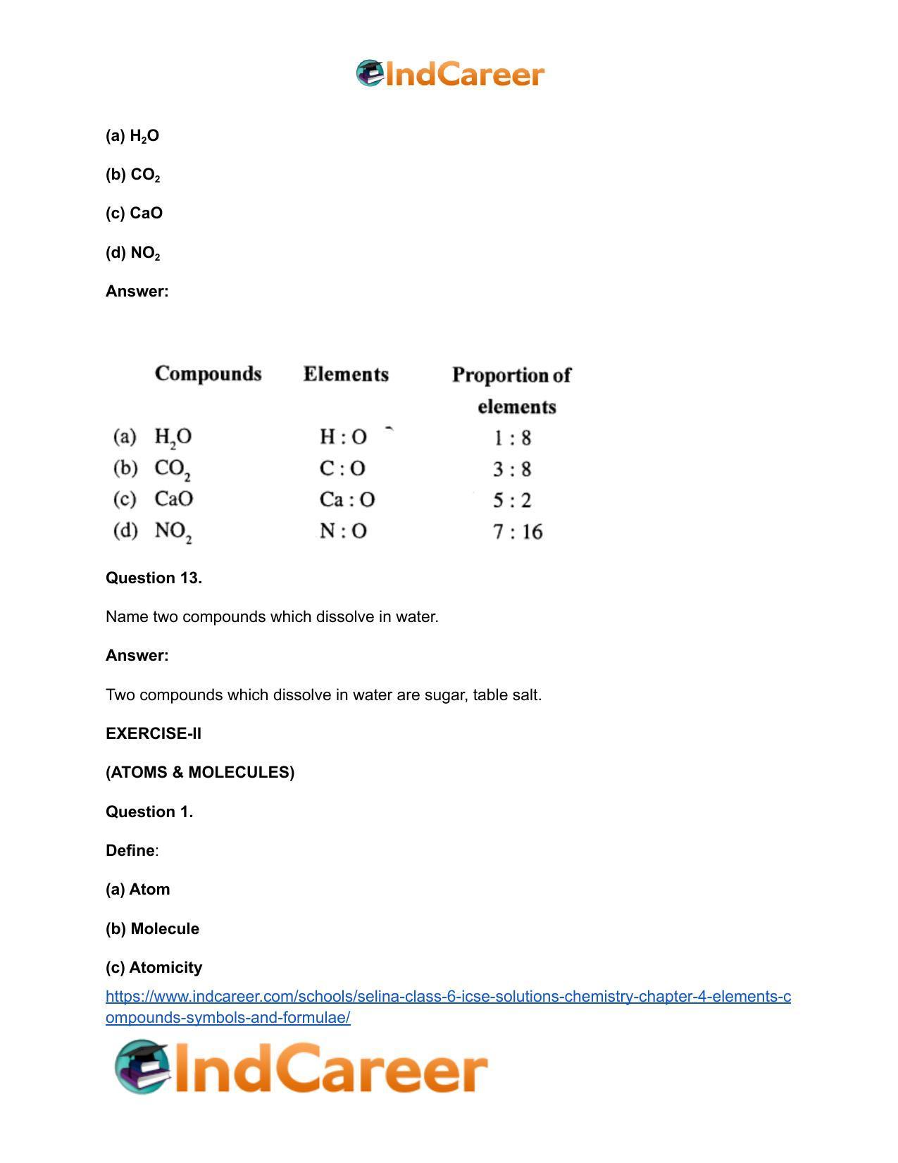 Selina Class 6 ICSE Solutions Chemistry : Chapter 4- Elements, Compounds, Symbols and Formulae - Page 7