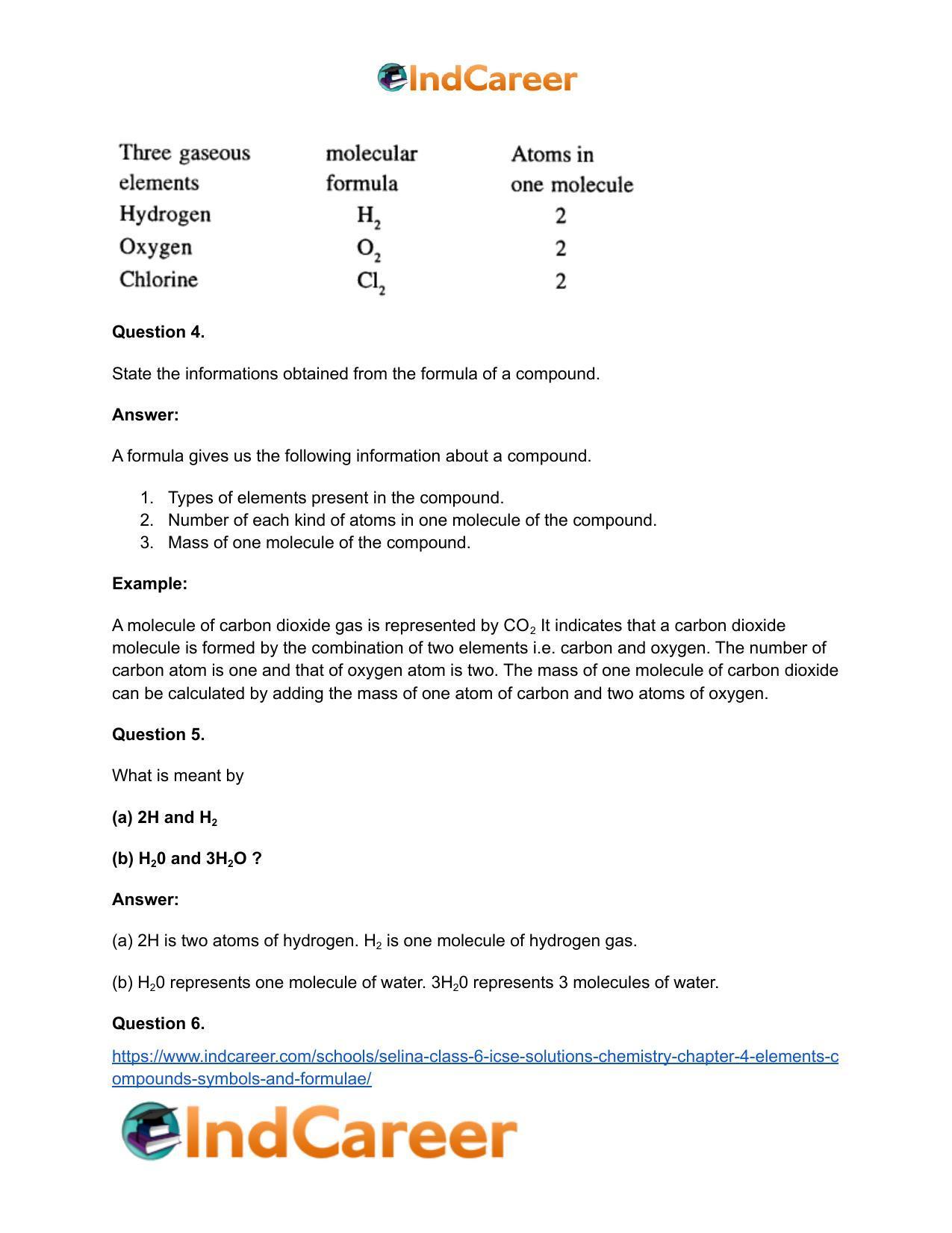 Selina Class 6 ICSE Solutions Chemistry : Chapter 4- Elements, Compounds, Symbols and Formulae - Page 9