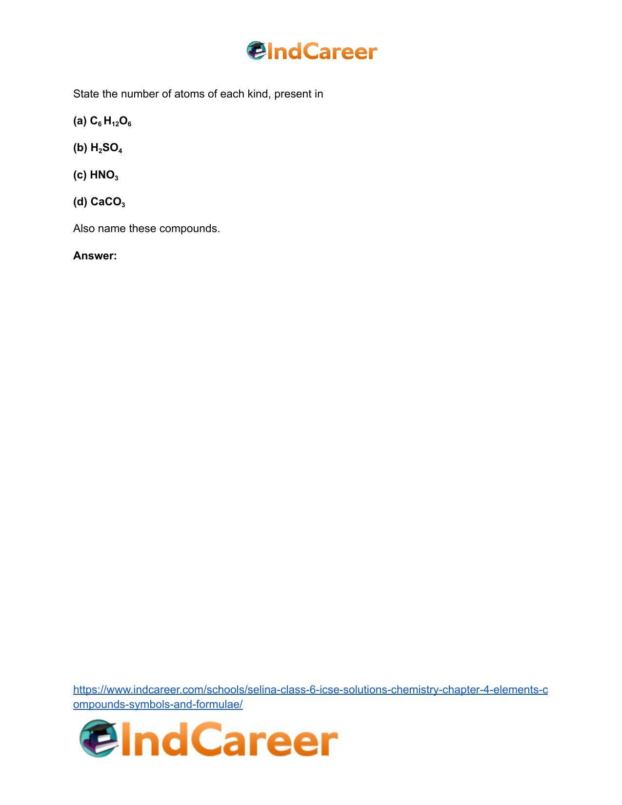Selina Class 6 ICSE Solutions Chemistry : Chapter 4- Elements, Compounds, Symbols and Formulae - Page 10