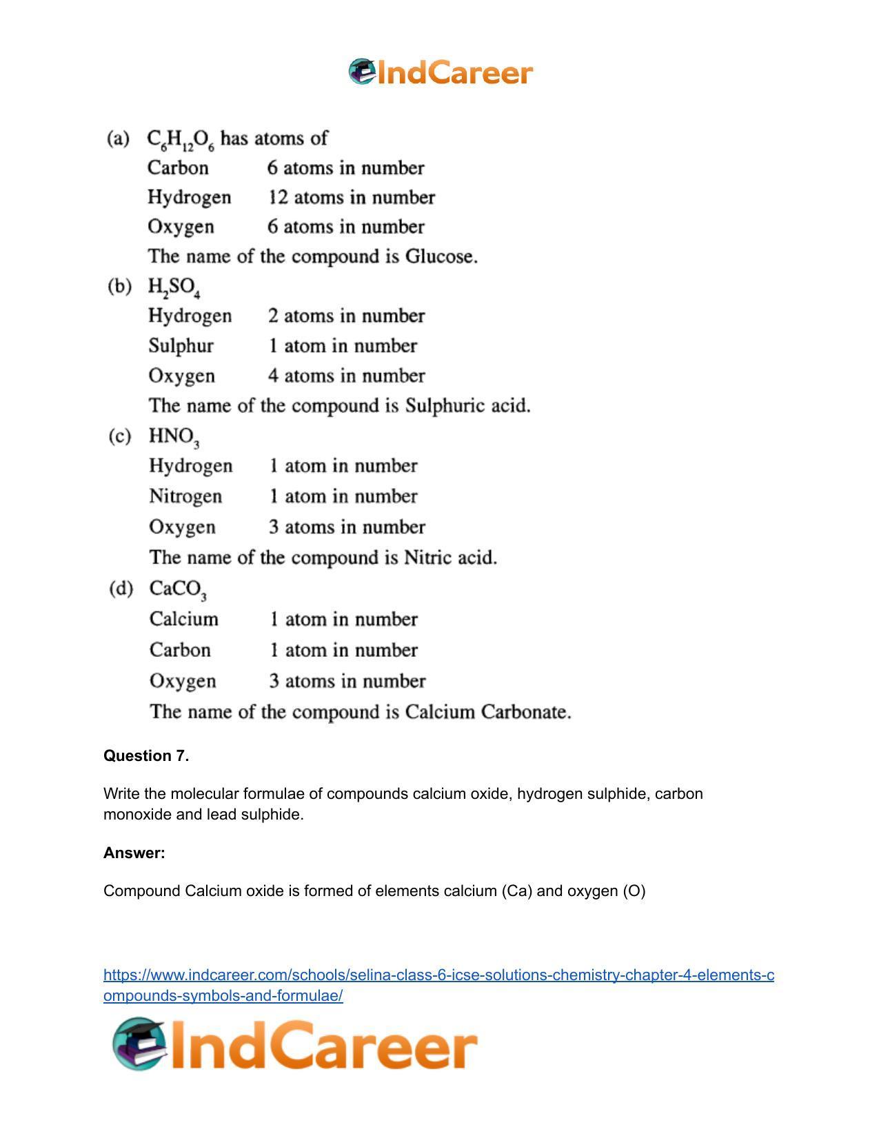 Selina Class 6 ICSE Solutions Chemistry : Chapter 4- Elements, Compounds, Symbols and Formulae - Page 11