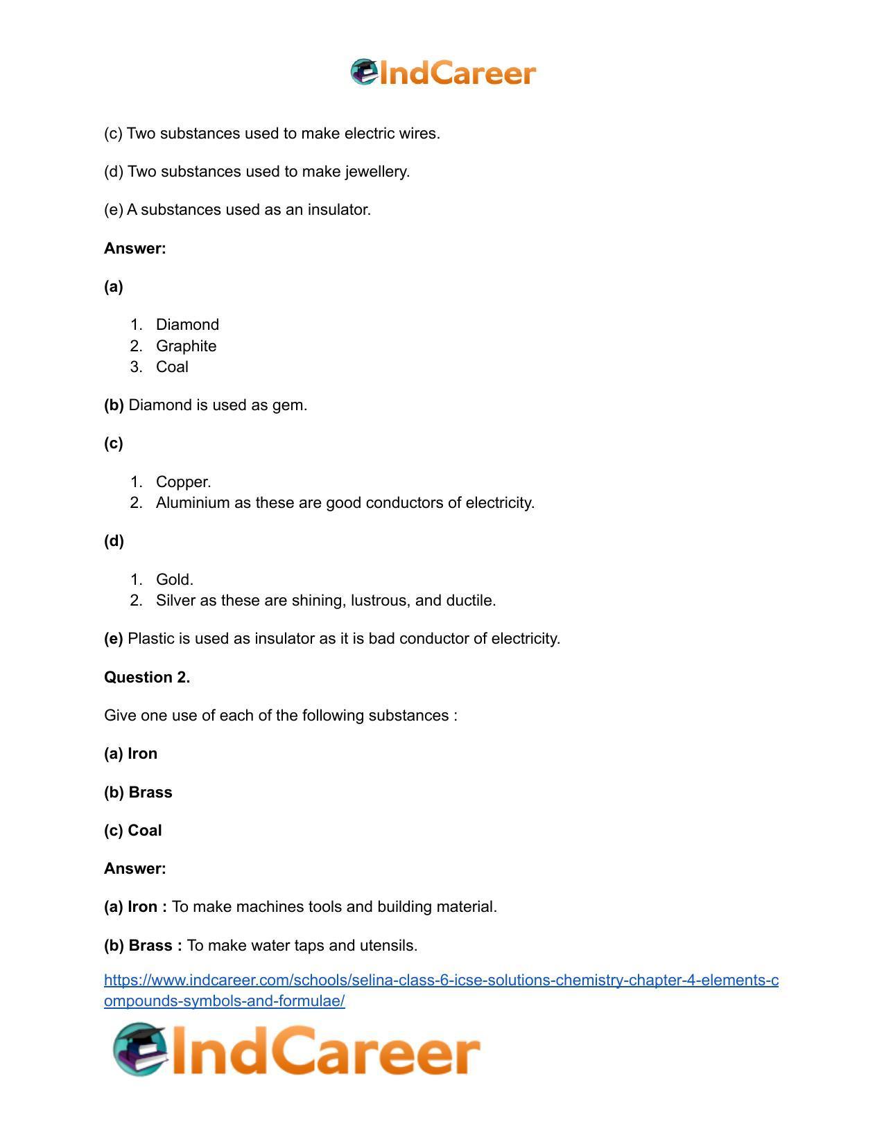 Selina Class 6 ICSE Solutions Chemistry : Chapter 4- Elements, Compounds, Symbols and Formulae - Page 13