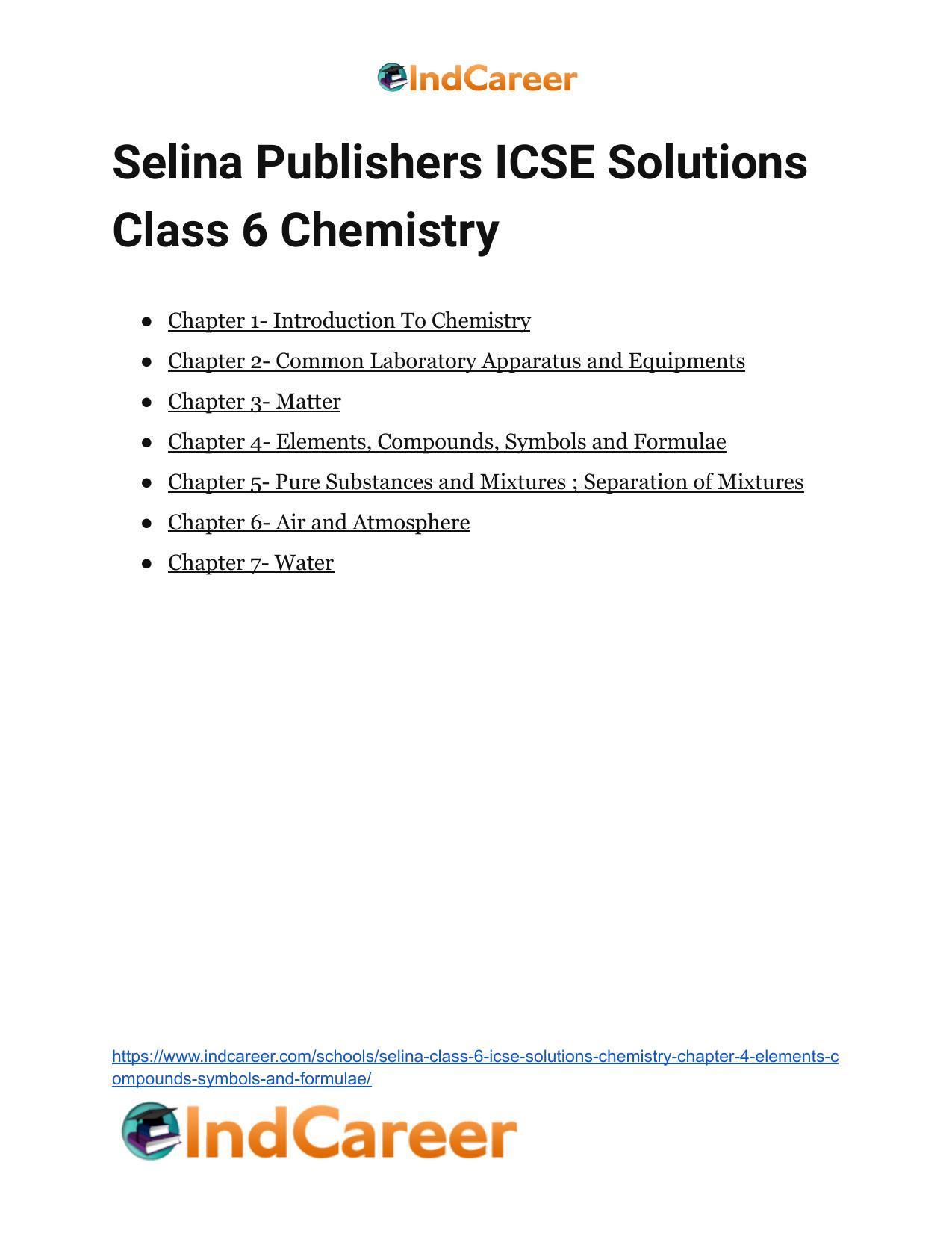 Selina Class 6 ICSE Solutions Chemistry : Chapter 4- Elements, Compounds, Symbols and Formulae - Page 20