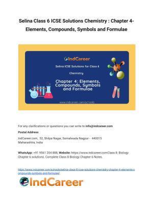 Selina Class 6 ICSE Solutions Chemistry : Chapter 4- Elements, Compounds, Symbols and Formulae