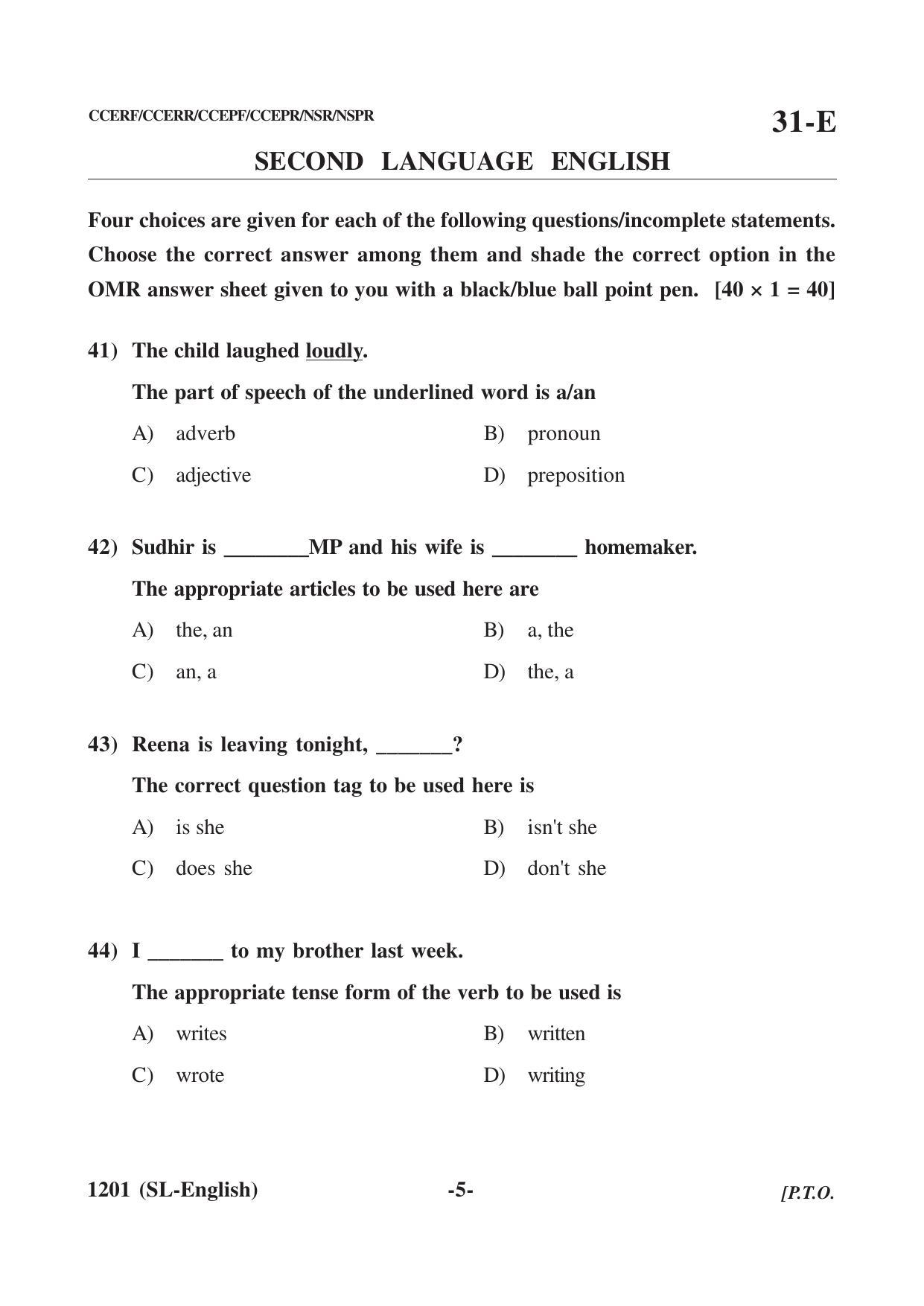 Karnataka SSLC Second Language English Question Paper 2021 - Page 5