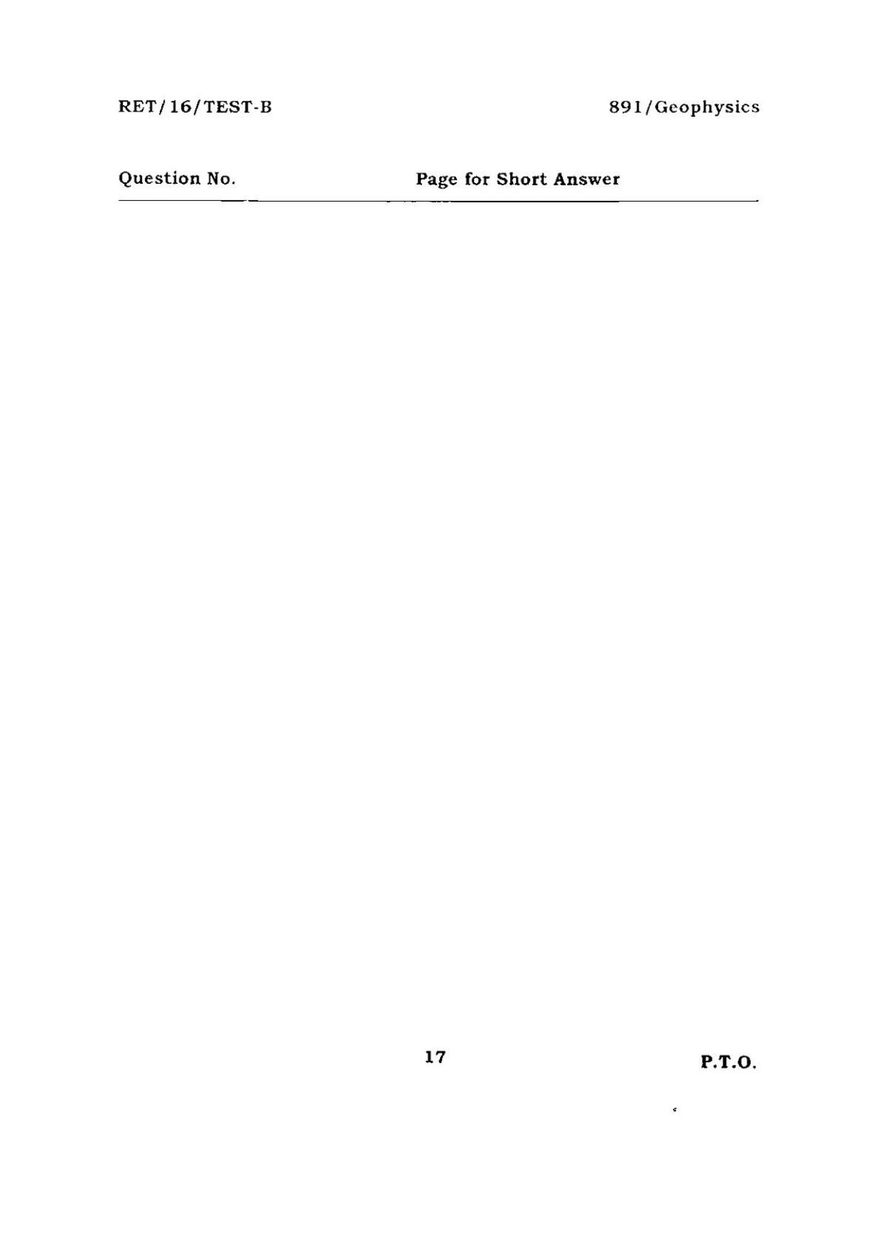 BHU RET GEOPHYSICS 2016 Question Paper - Page 16