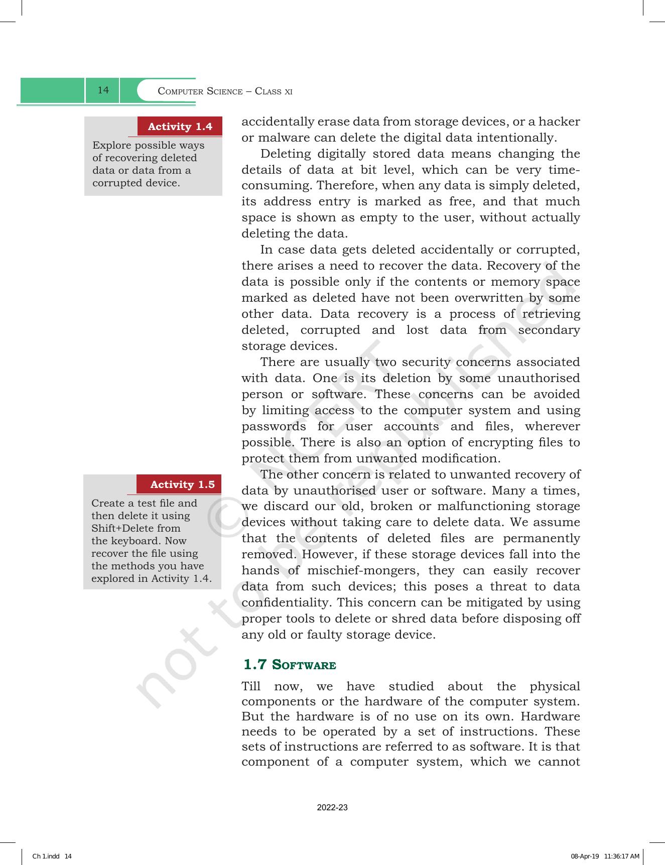 NCERT Book for Class 11 Computer Science Chapter 1 Computer System - Page 14