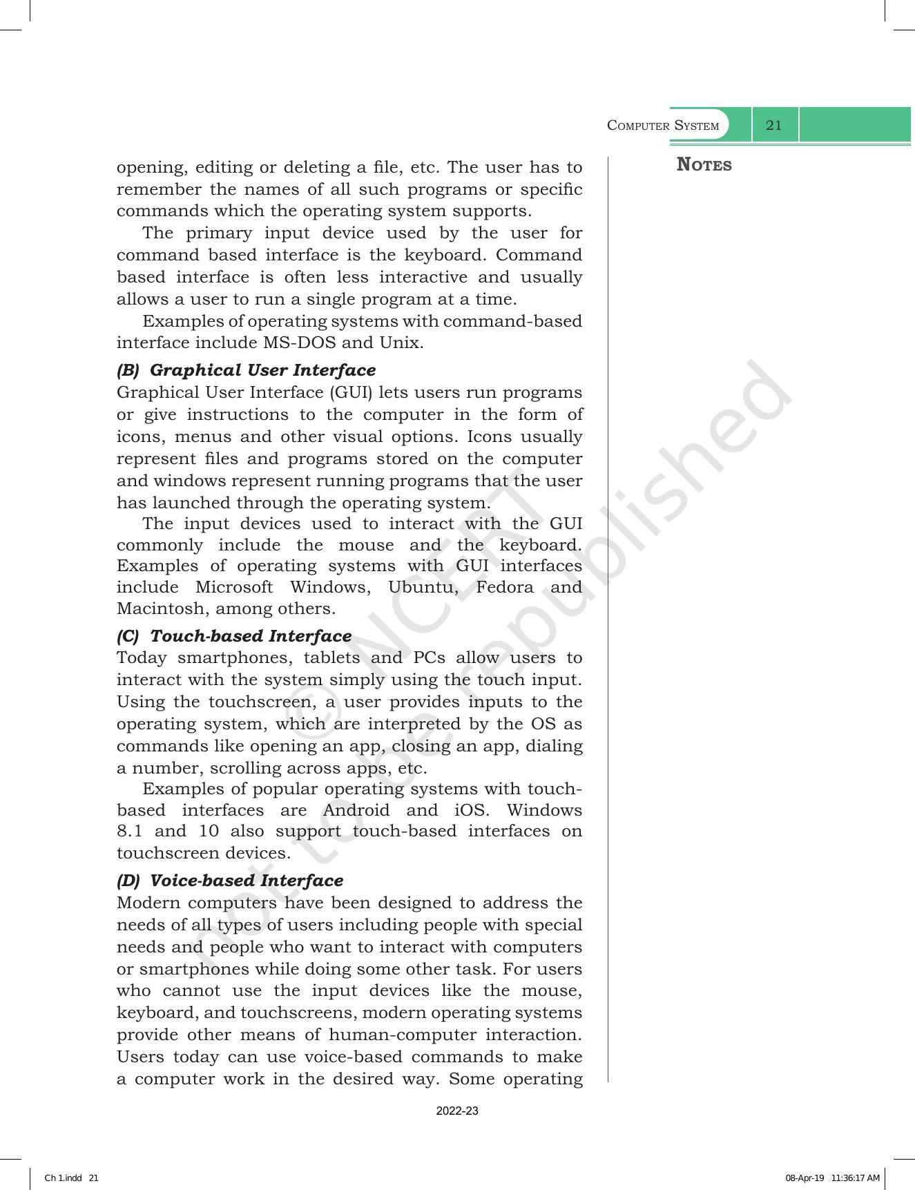 Ncert Book For Class 11 Computer Science Chapter 1 Computer System