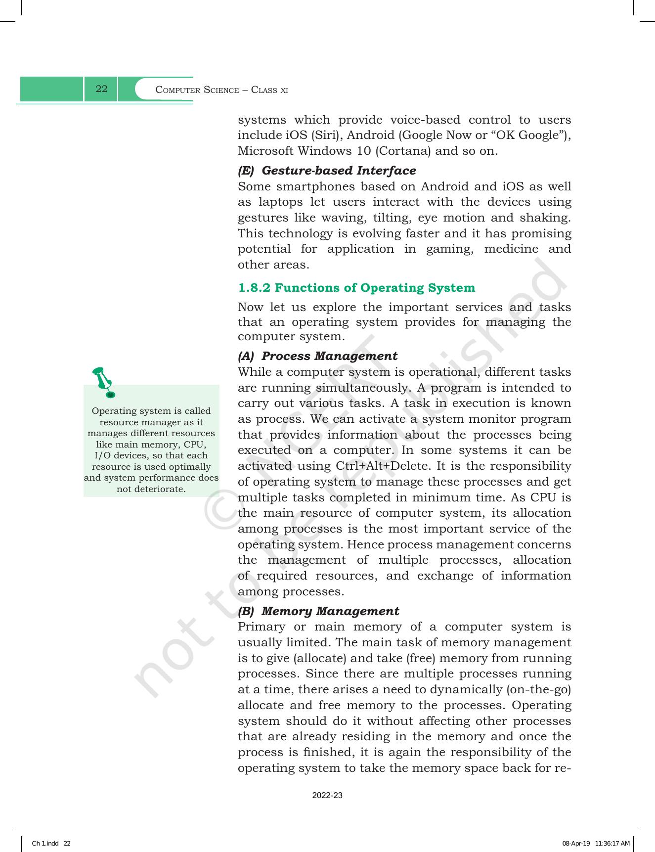 NCERT Book for Class 11 Computer Science Chapter 1 Computer System - Page 22
