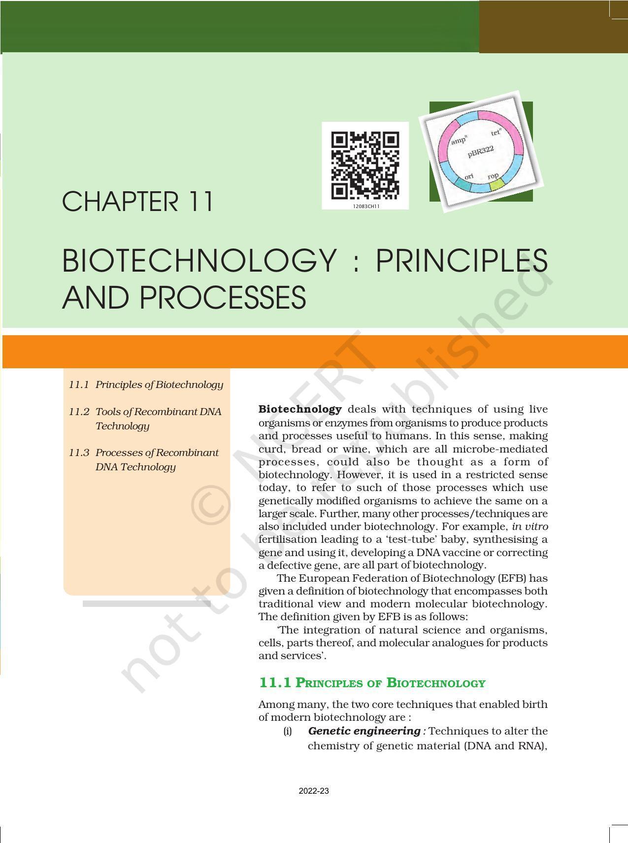 NCERT Book for Class 12 Biology Chapter 11 Biotechnology Principles and Processes - Page 3