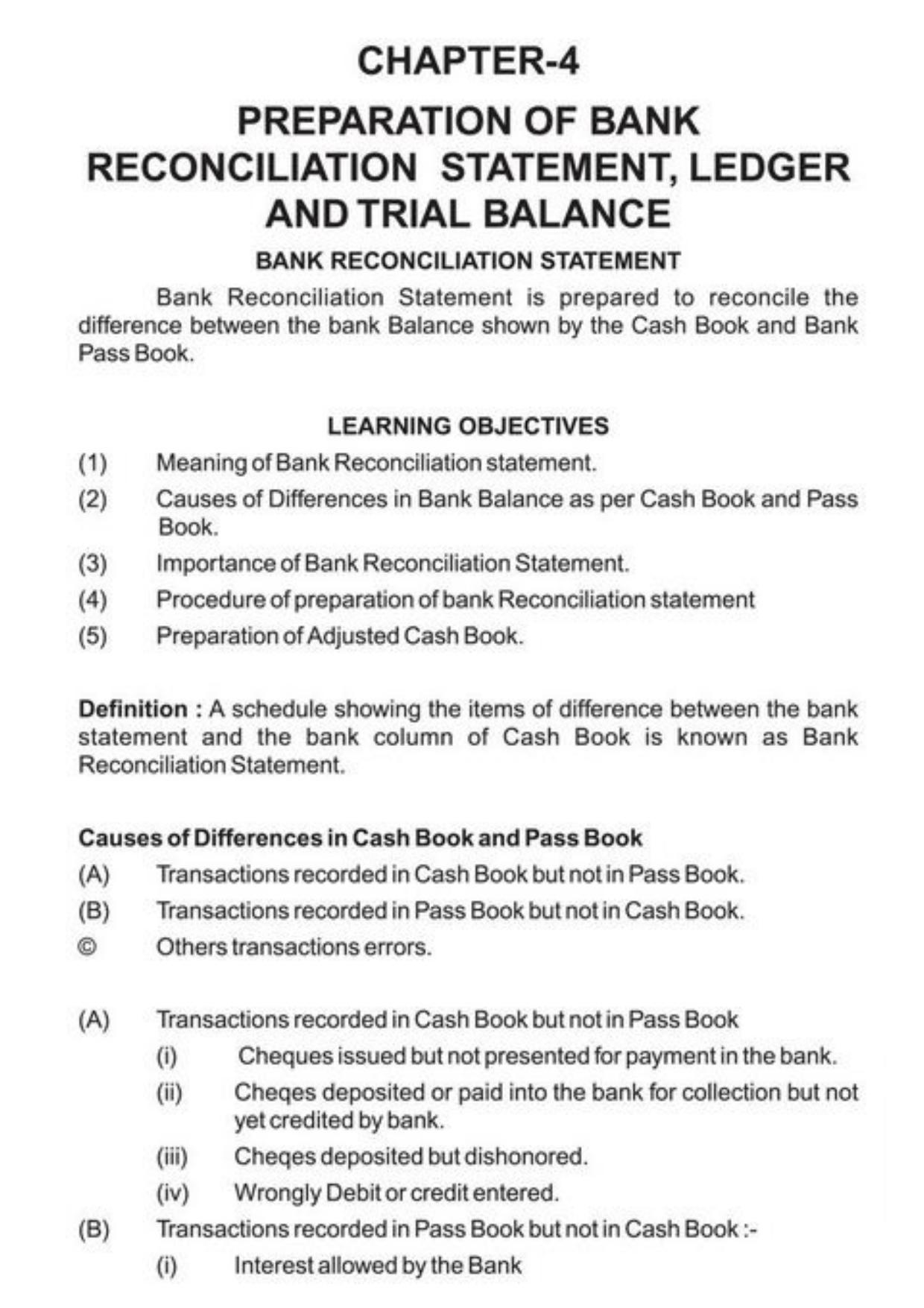 Class 11 Notes, Question & Practice Paper - Accountancy (Topic 4 : Preparation of Bank Reconciliation Statement Ledger and Trial Balance) - Page 2