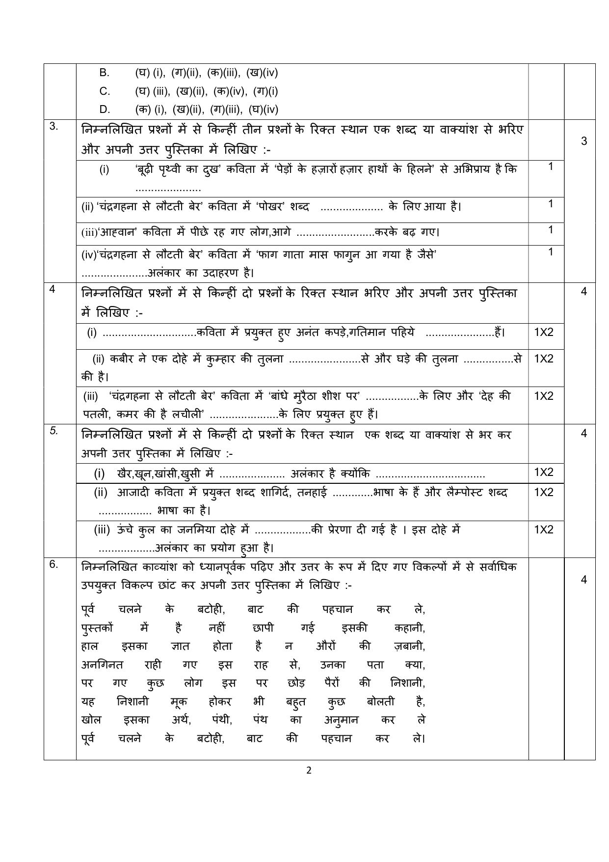 NIOS Class 10 Hindi (201) Sample Paper - Page 2