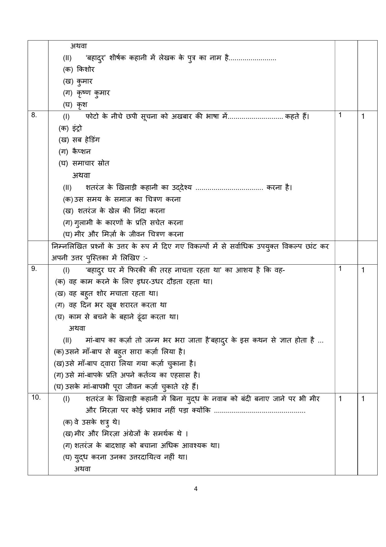 NIOS Class 10 Hindi (201) Sample Paper - Page 4