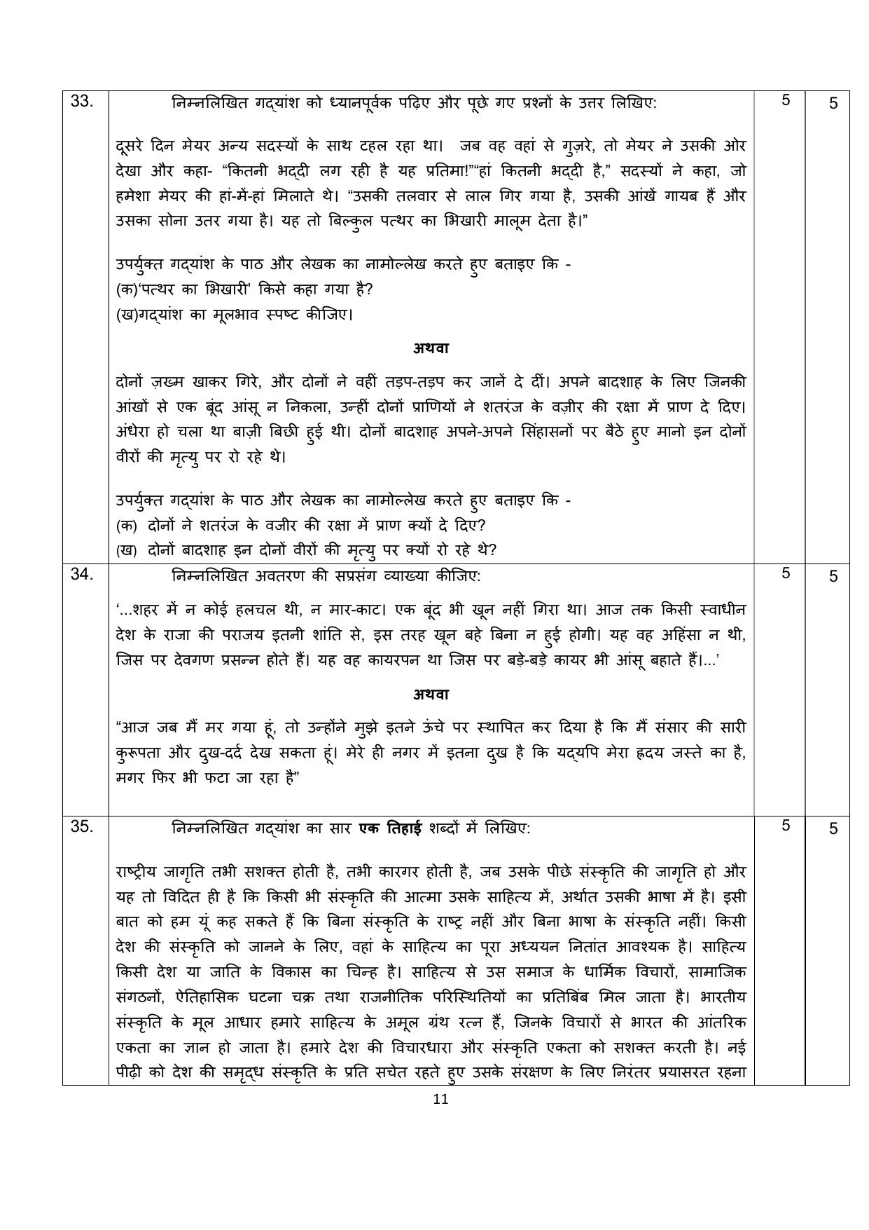 NIOS Class 10 Hindi (201) Sample Paper - Page 11