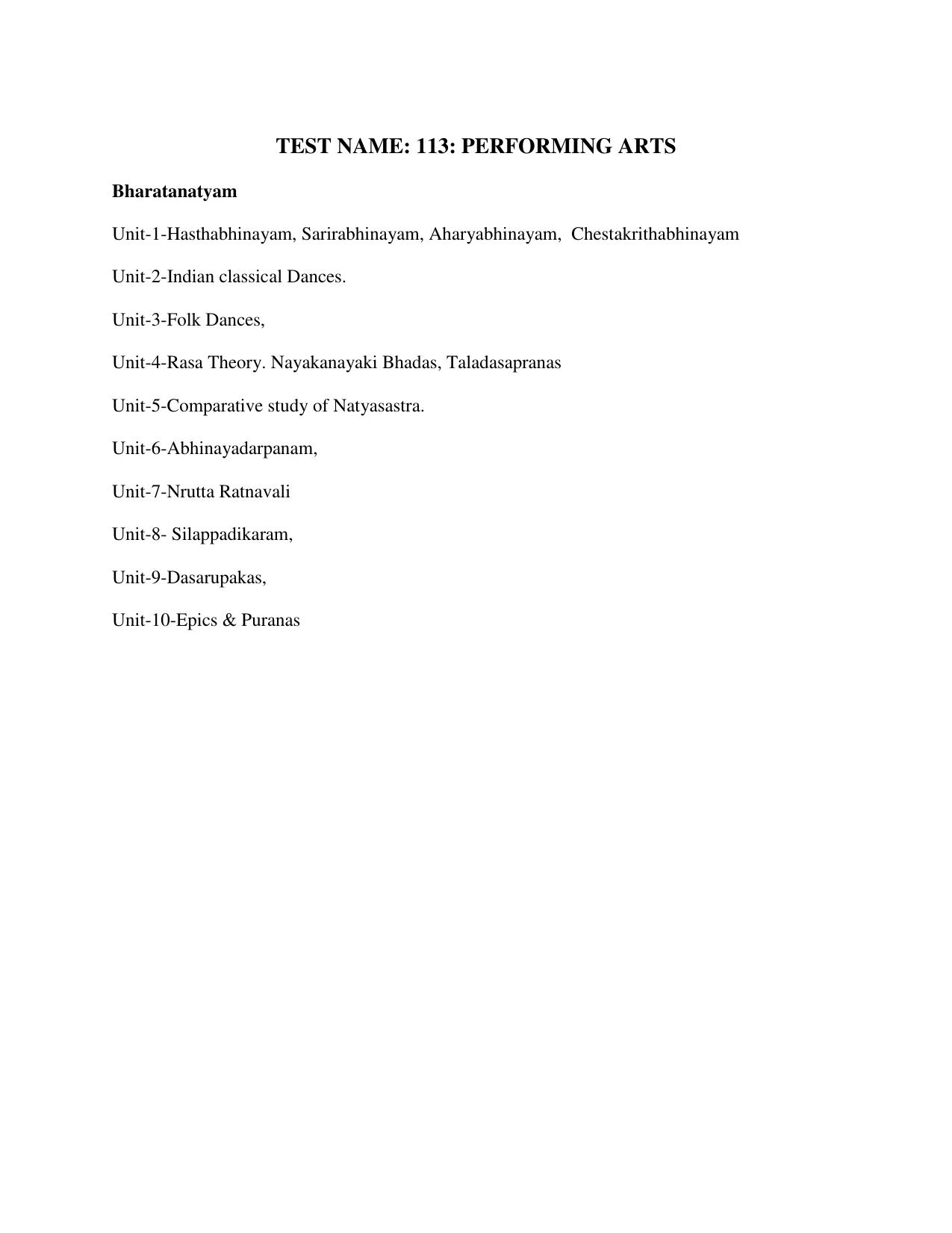 AP PGCET PERFORMING ARTS Syllabus - Page 1