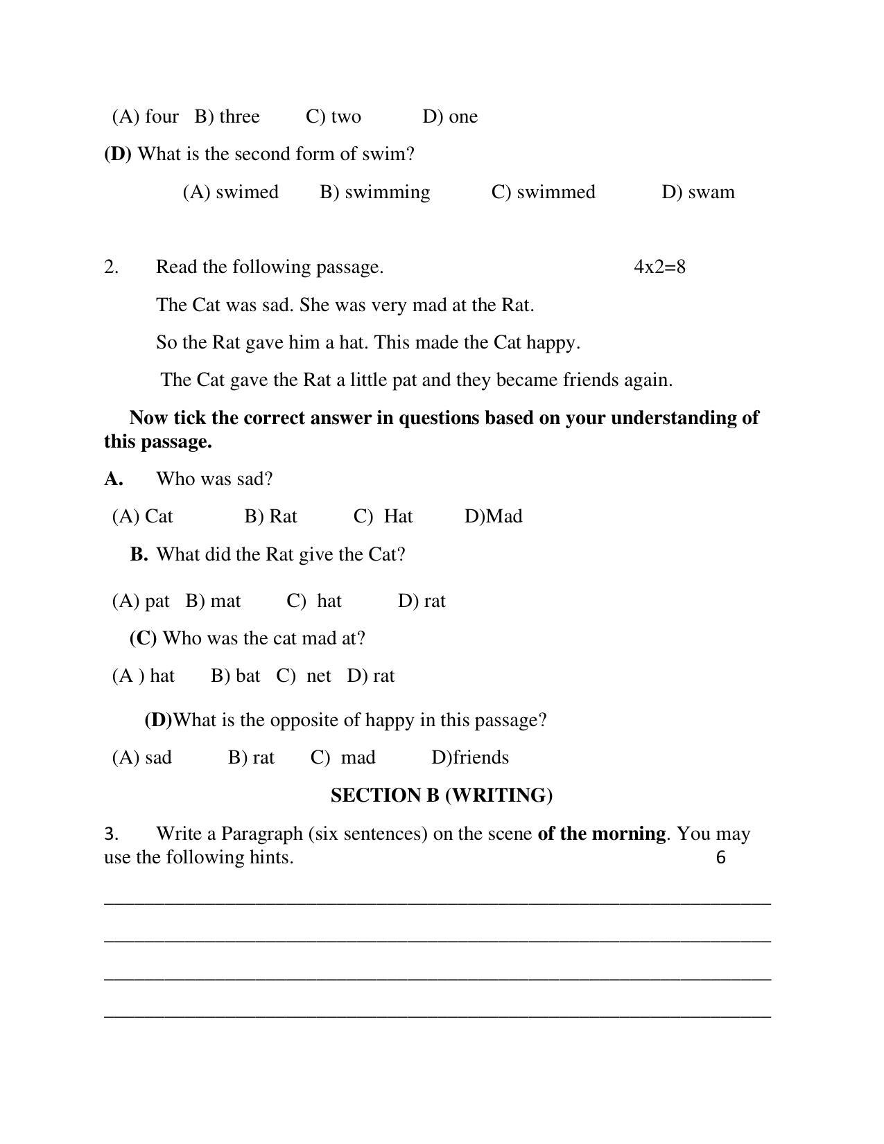 Edudel Class 3 English Sample Question Paper - Page 2