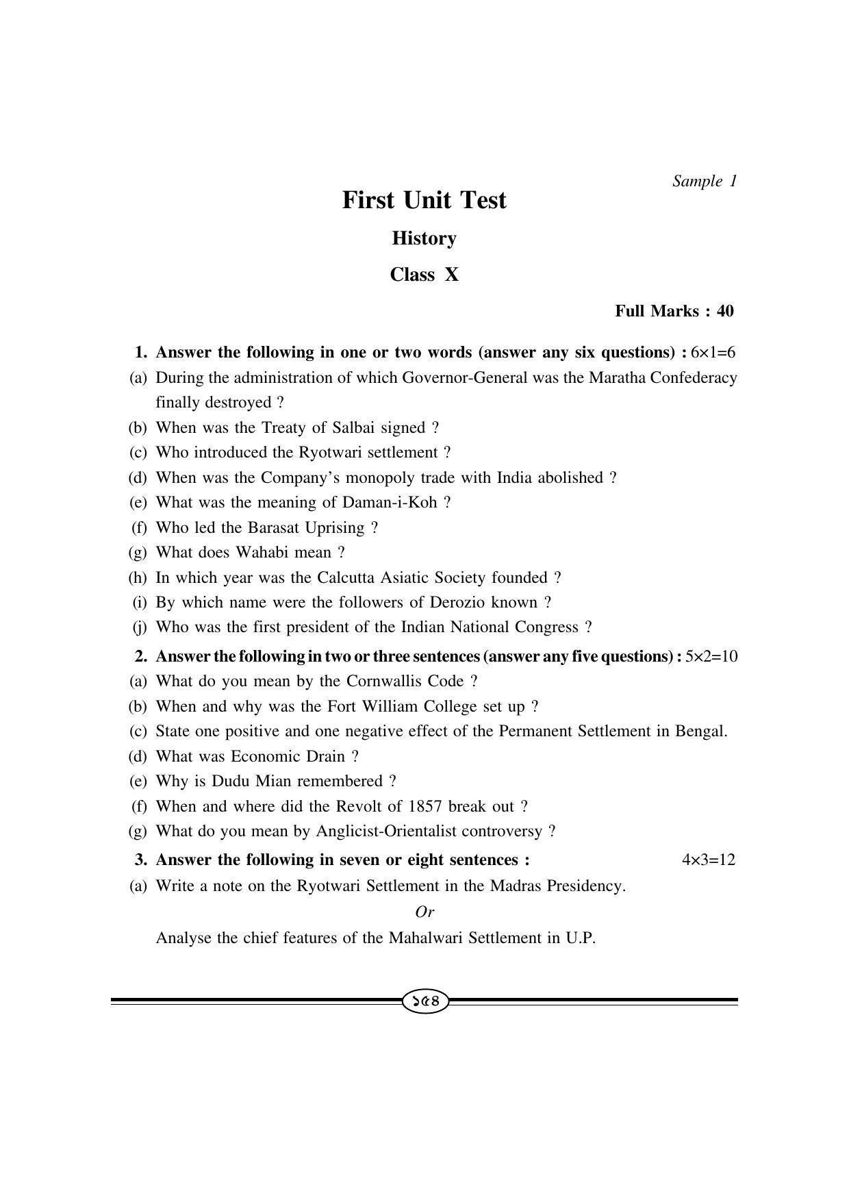 WBBSE Class X Syllabus (History) - Page 23