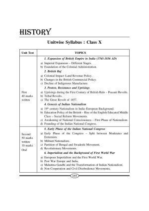 WBBSE Class X Syllabus (History)