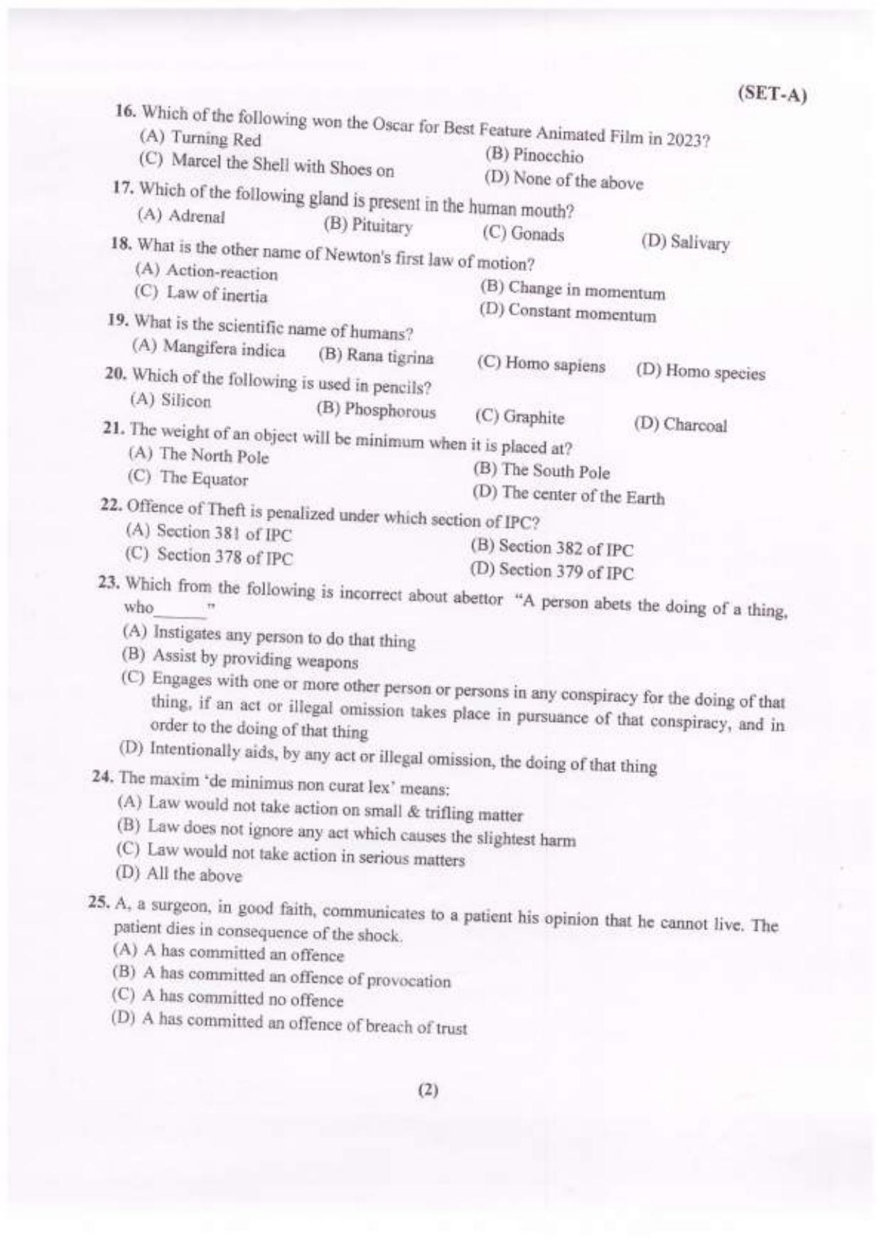 PU B.A./B.Com. LLB. (Hons.) 2023 Question Paper - Page 3