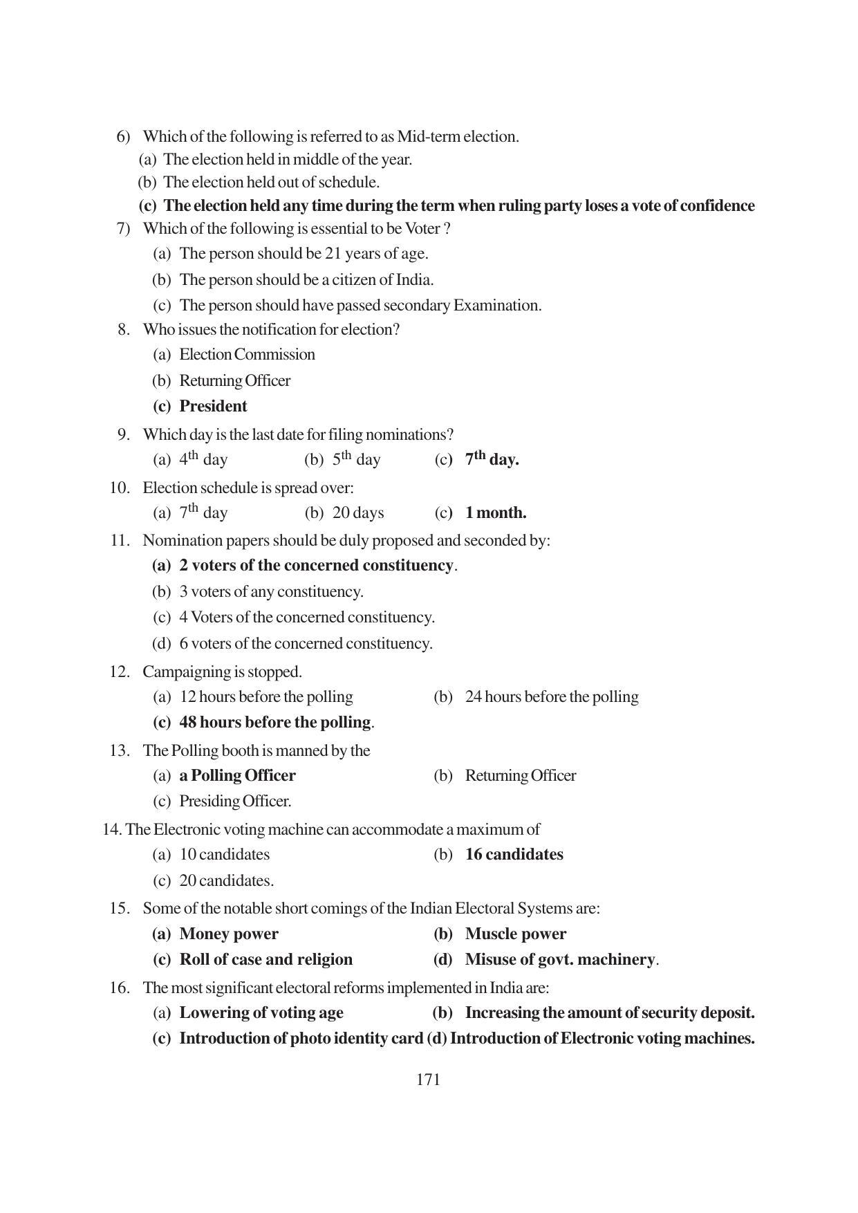 TS SCERT Inter 1st Year Political Science-Book-1 Path 1 (English Medium) Text Book - Page 177