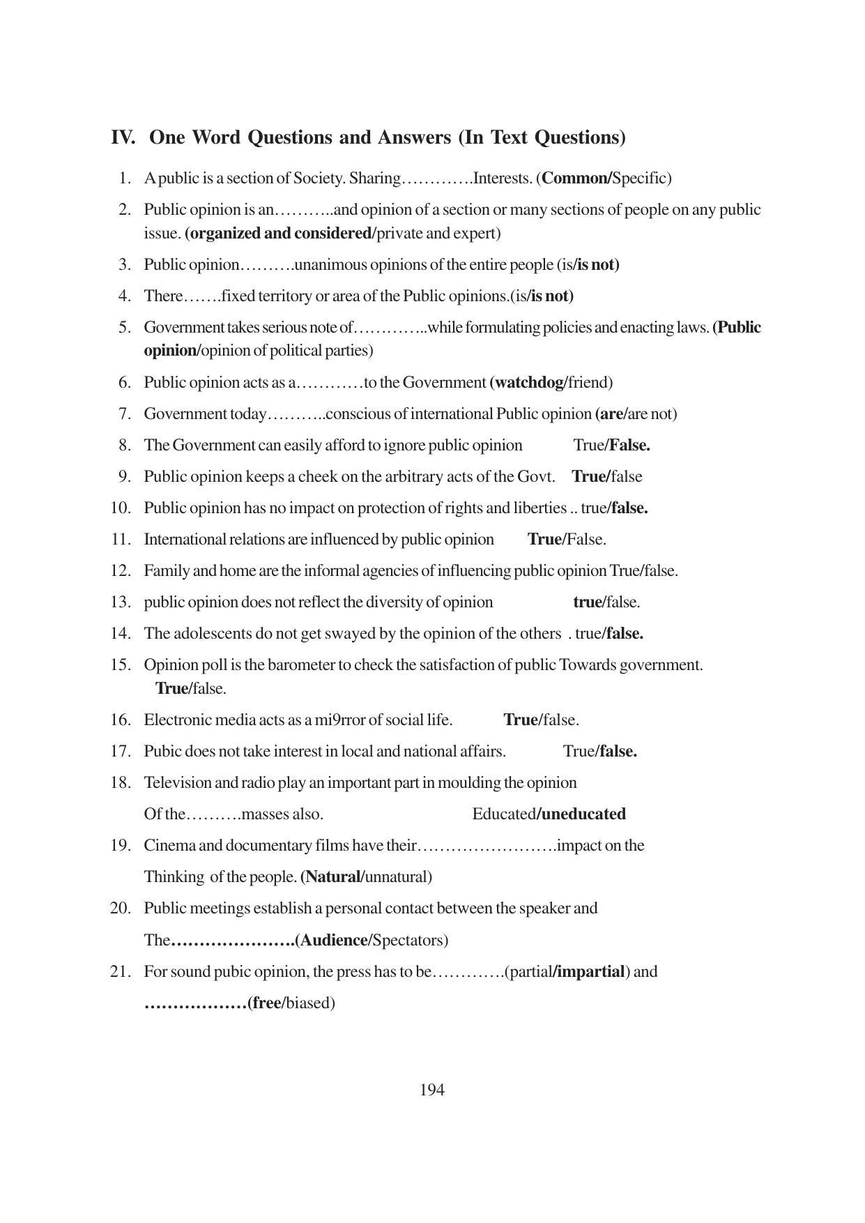 TS SCERT Inter 1st Year Political Science-Book-1 Path 1 (English Medium) Text Book - Page 200