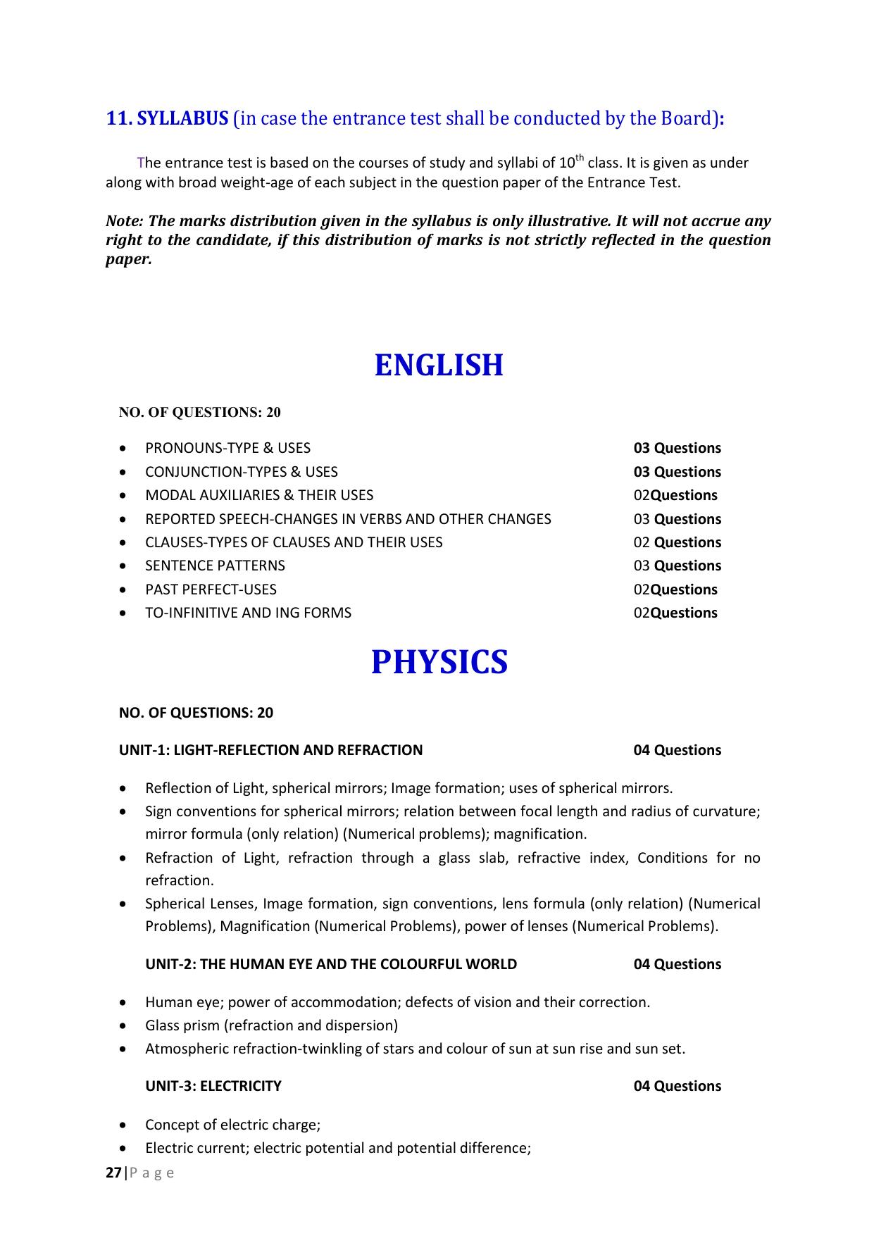 JKBOPEE 10th Based Paramedical Syllabus - Page 1