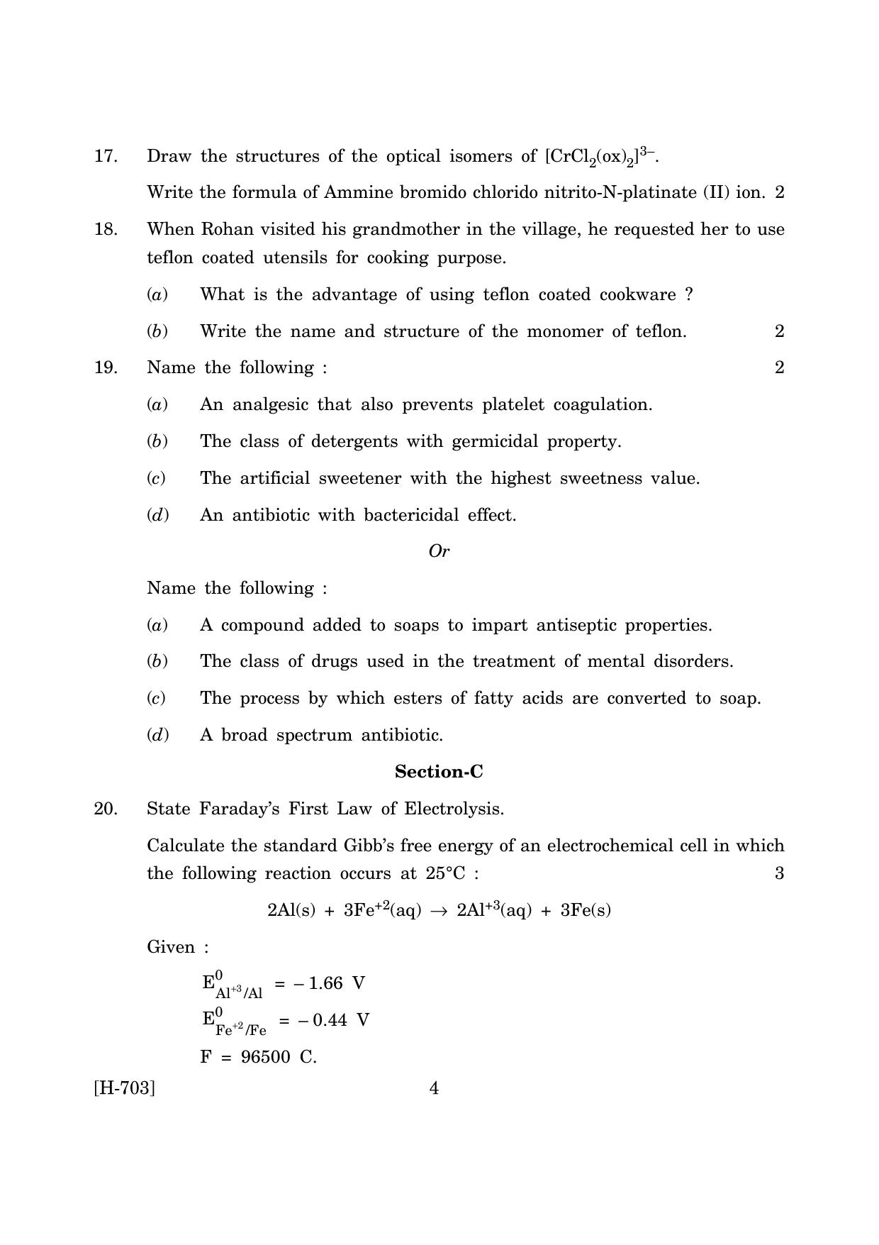 Goa Board Class 12 Chemistry (March 2019) Question Paper - Page 4