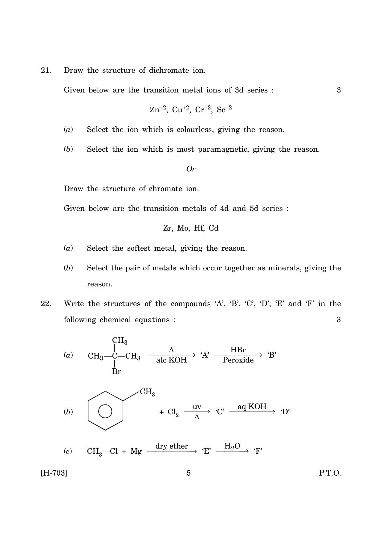 Goa Board Class 12 Chemistry (March 2019) Question Paper - Page 5