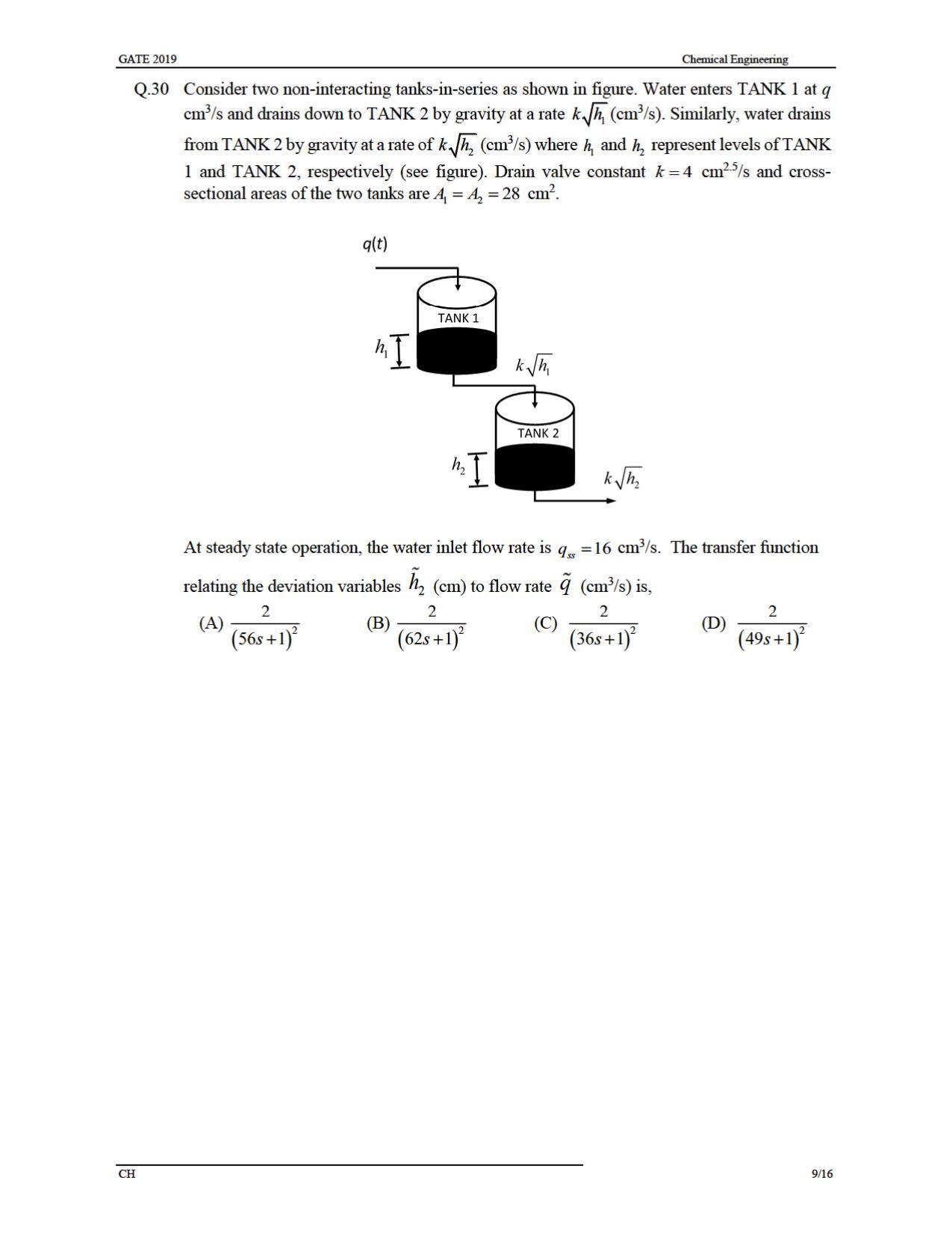 GATE 2019 Chemical Engineering (CH) Question Paper - Page 12