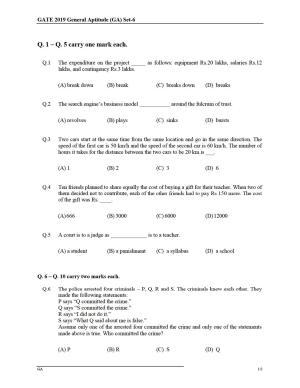 GATE 2019 Chemical Engineering (CH) Question Paper
