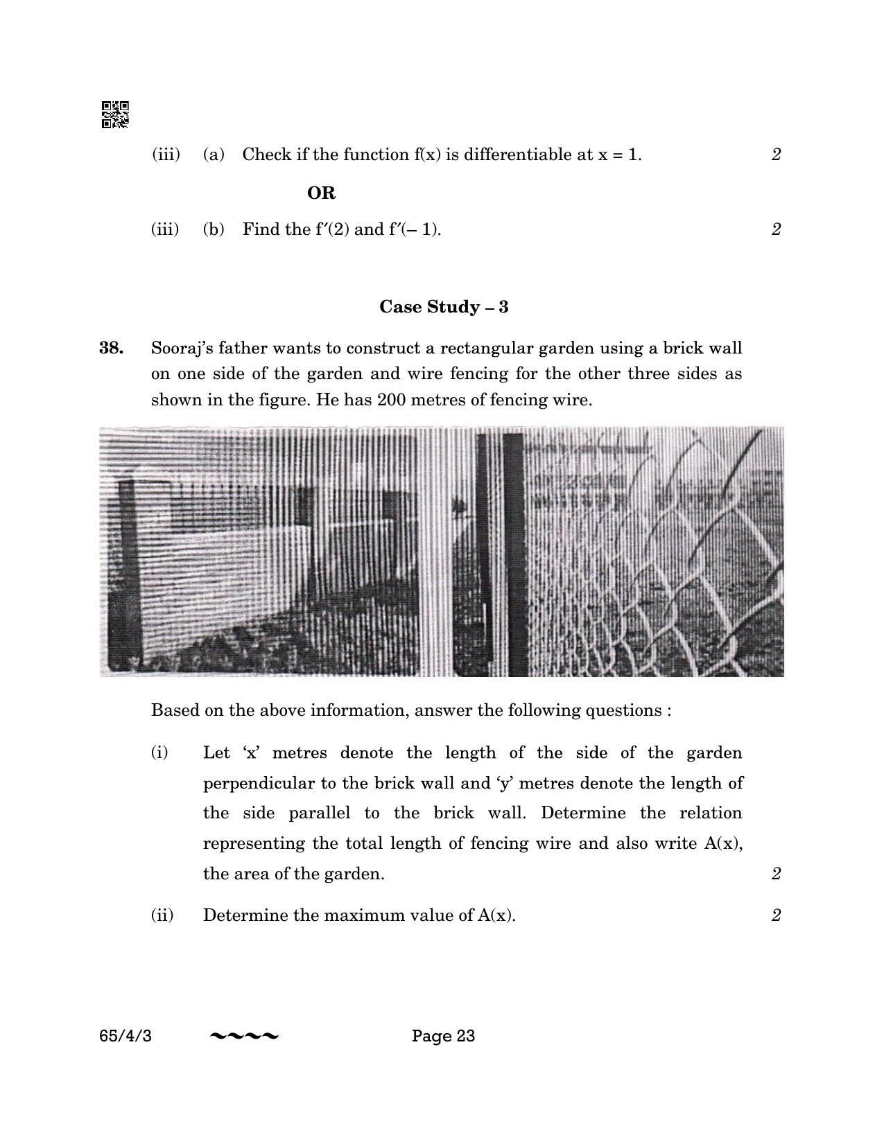 CBSE Class 12 65-4-3 MATHEMATICS 2023 Question Paper - Page 23