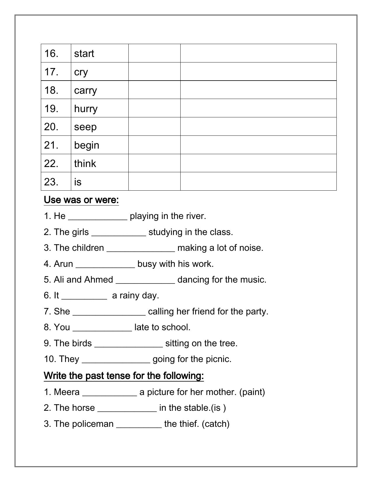 Worksheet for Class 2 English Assignment 77 Past Future Tense - Page 2