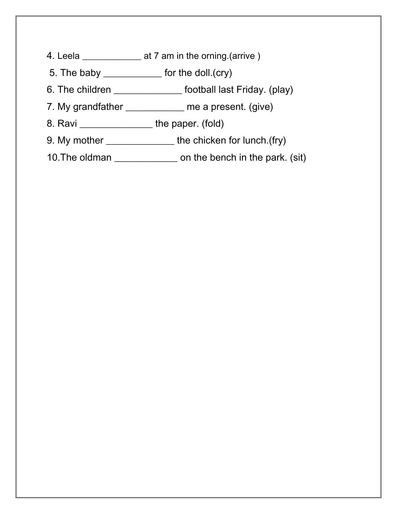 Worksheet for Class 2 English Assignment 77 Past Future Tense - Page 3