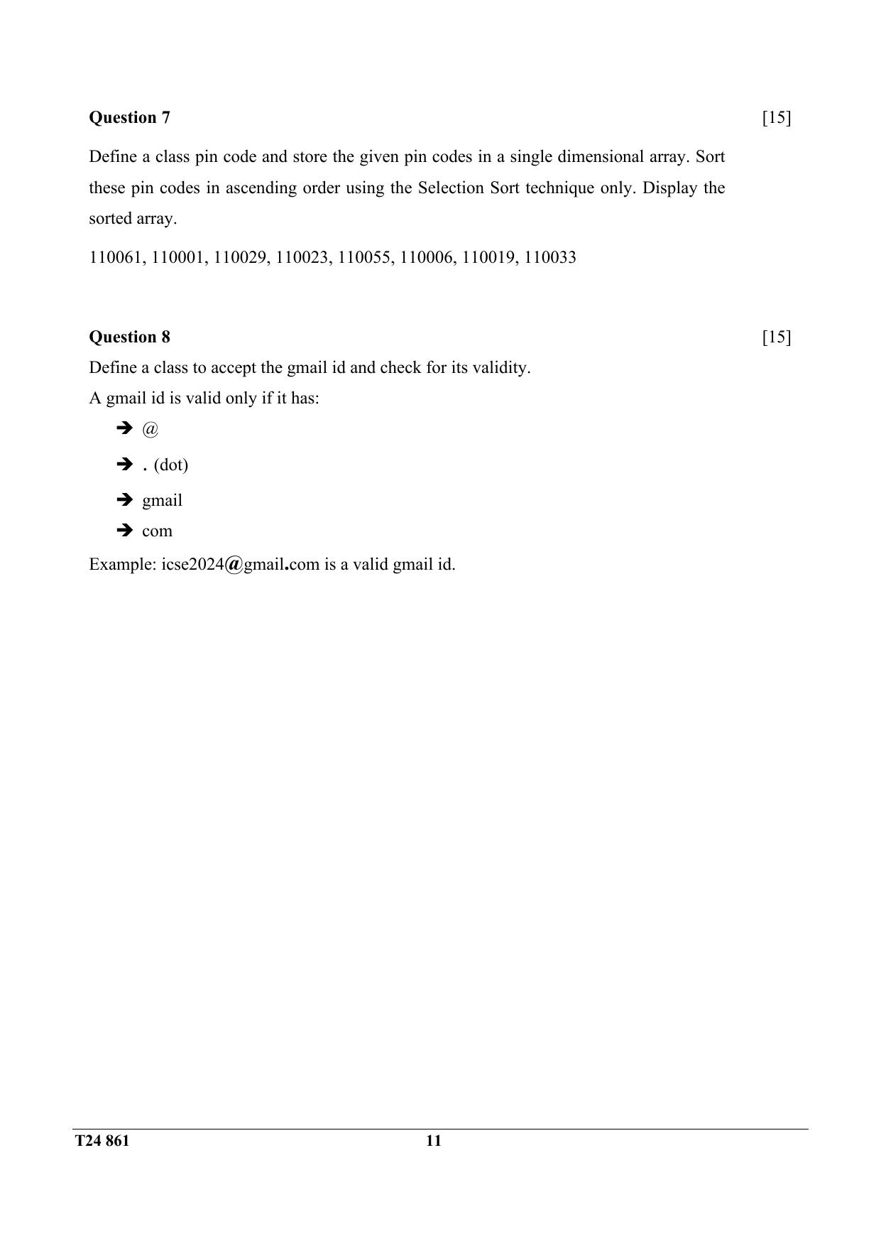 ICSE Class 10 Computer Applications 2024 Question Paper - Page 11
