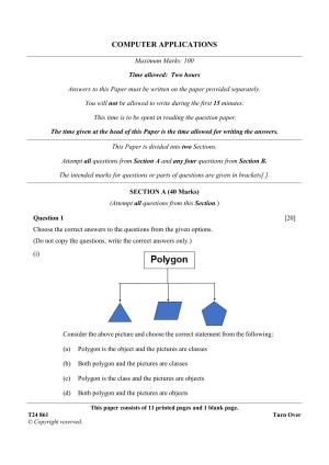 ICSE Class 10 Computer Applications 2024 Question Paper