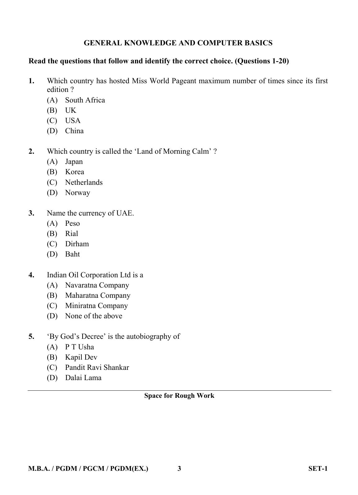 OJEE 2013 MBA Set 1 Question Paper - Page 2