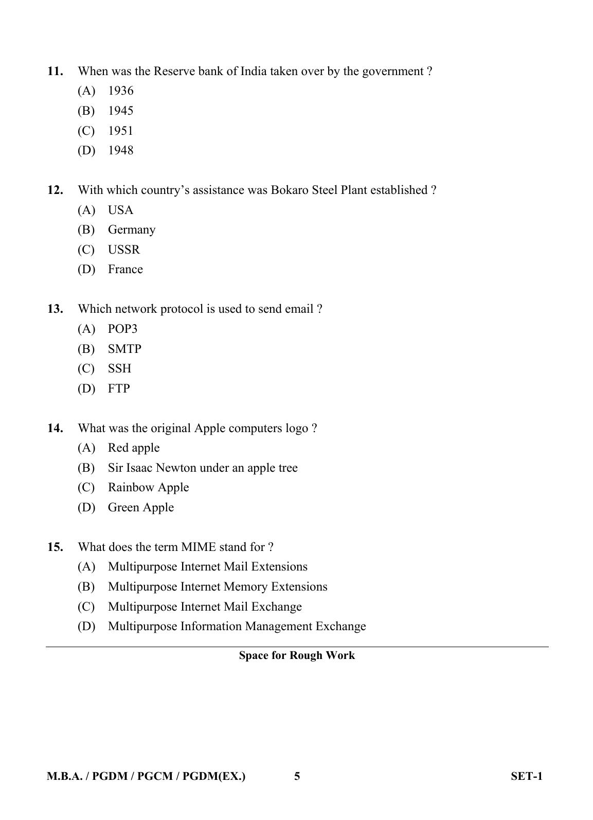 OJEE 2013 MBA Set 1 Question Paper - Page 4