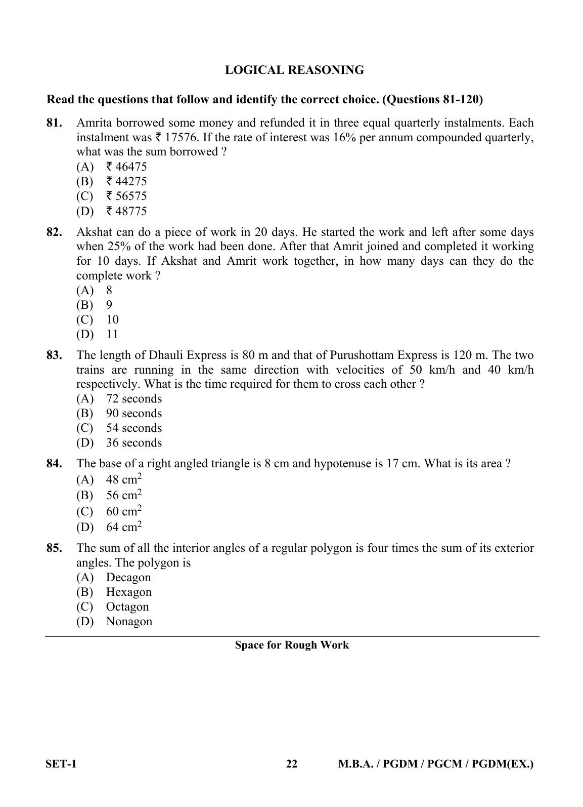 OJEE 2013 MBA Set 1 Question Paper - Page 21