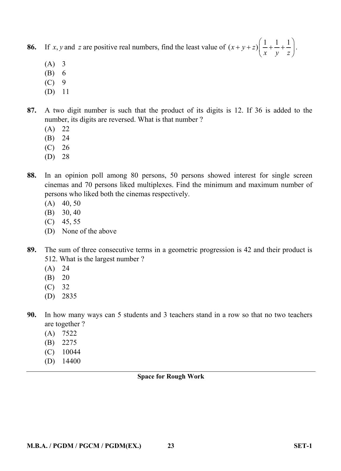 OJEE 2013 MBA Set 1 Question Paper - Page 22