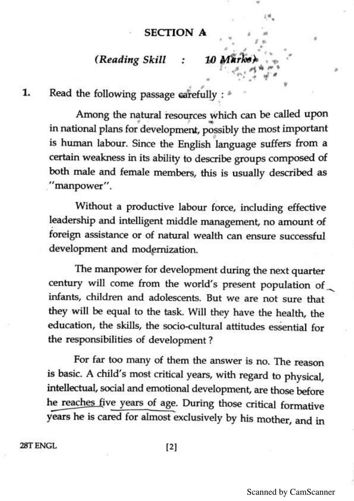 Assam HS 2nd Year English 2018 Question Paper - Page 2