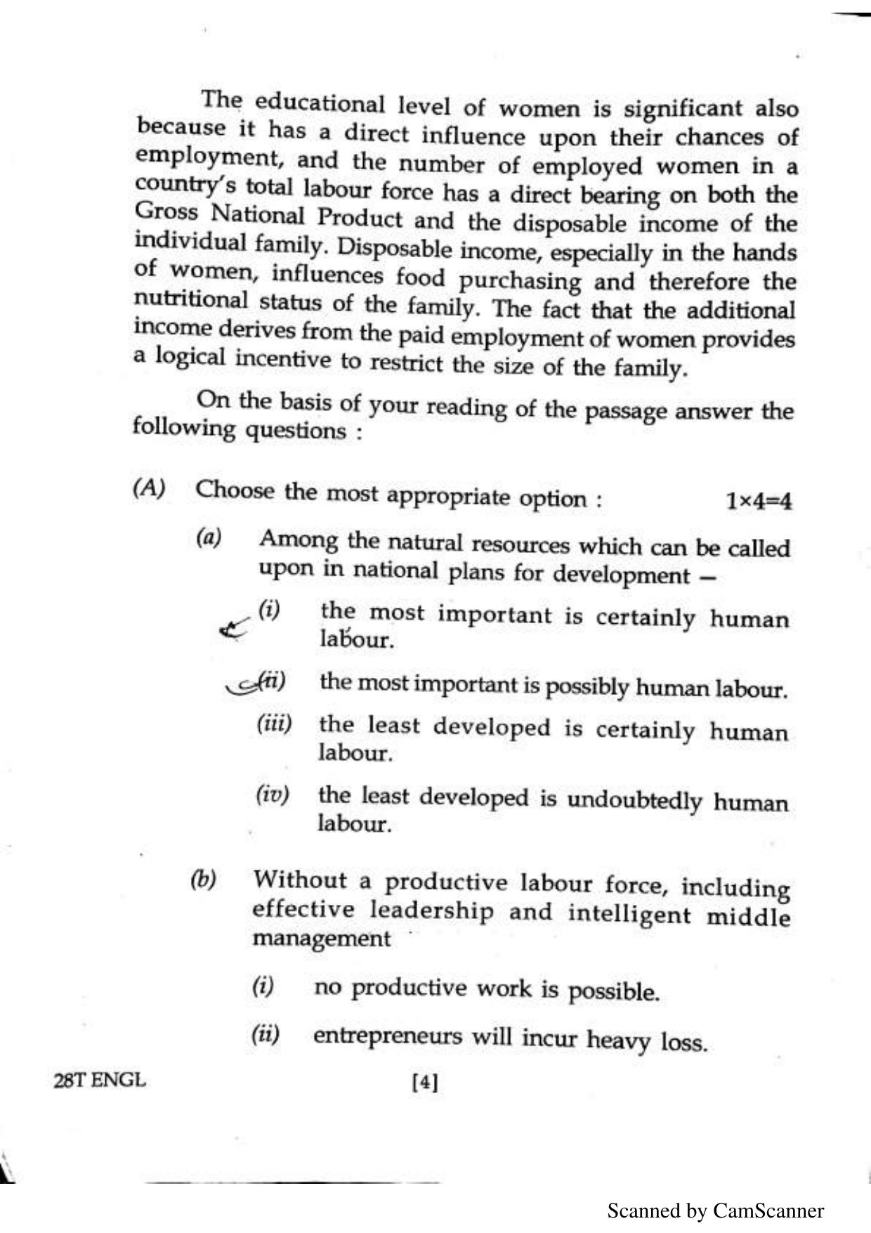 Assam HS 2nd Year English 2018 Question Paper - Page 4