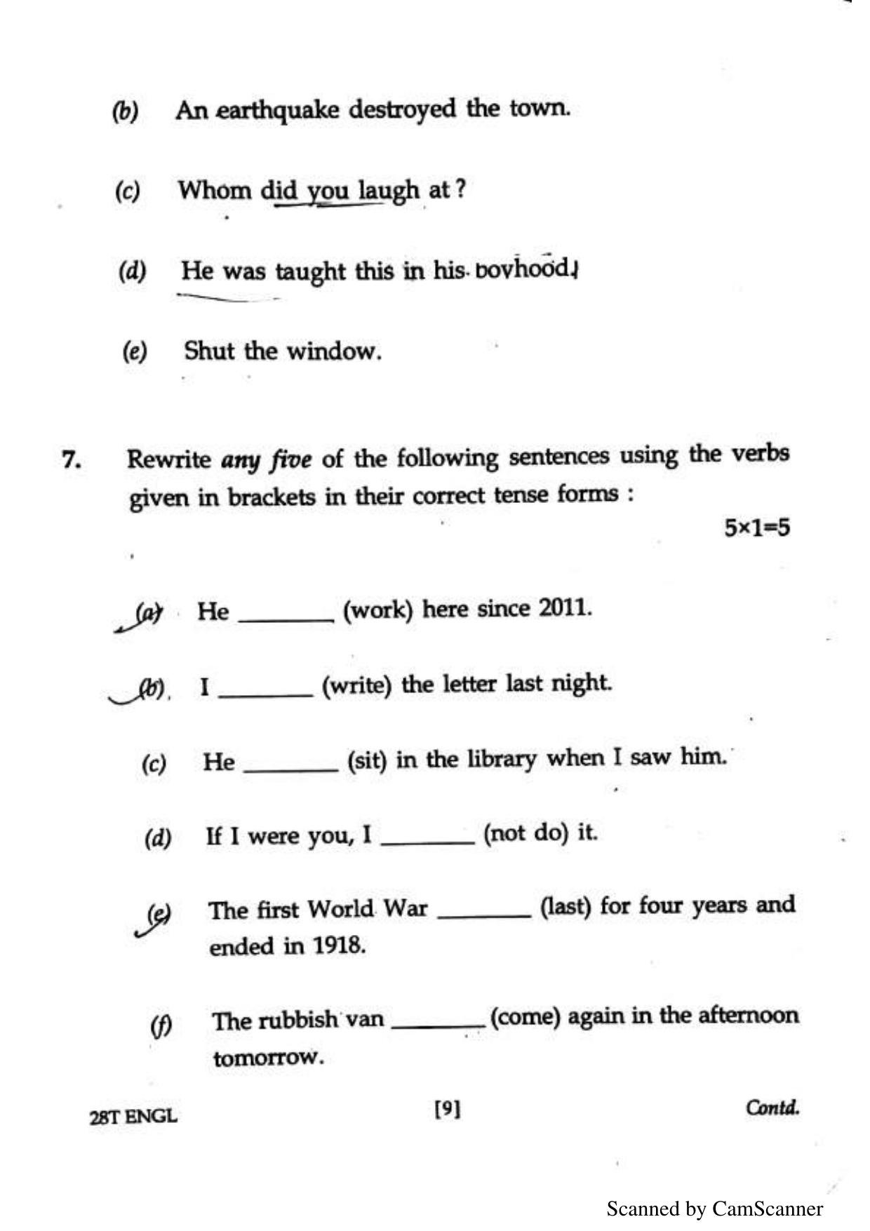 Assam HS 2nd Year English 2018 Question Paper - Page 9
