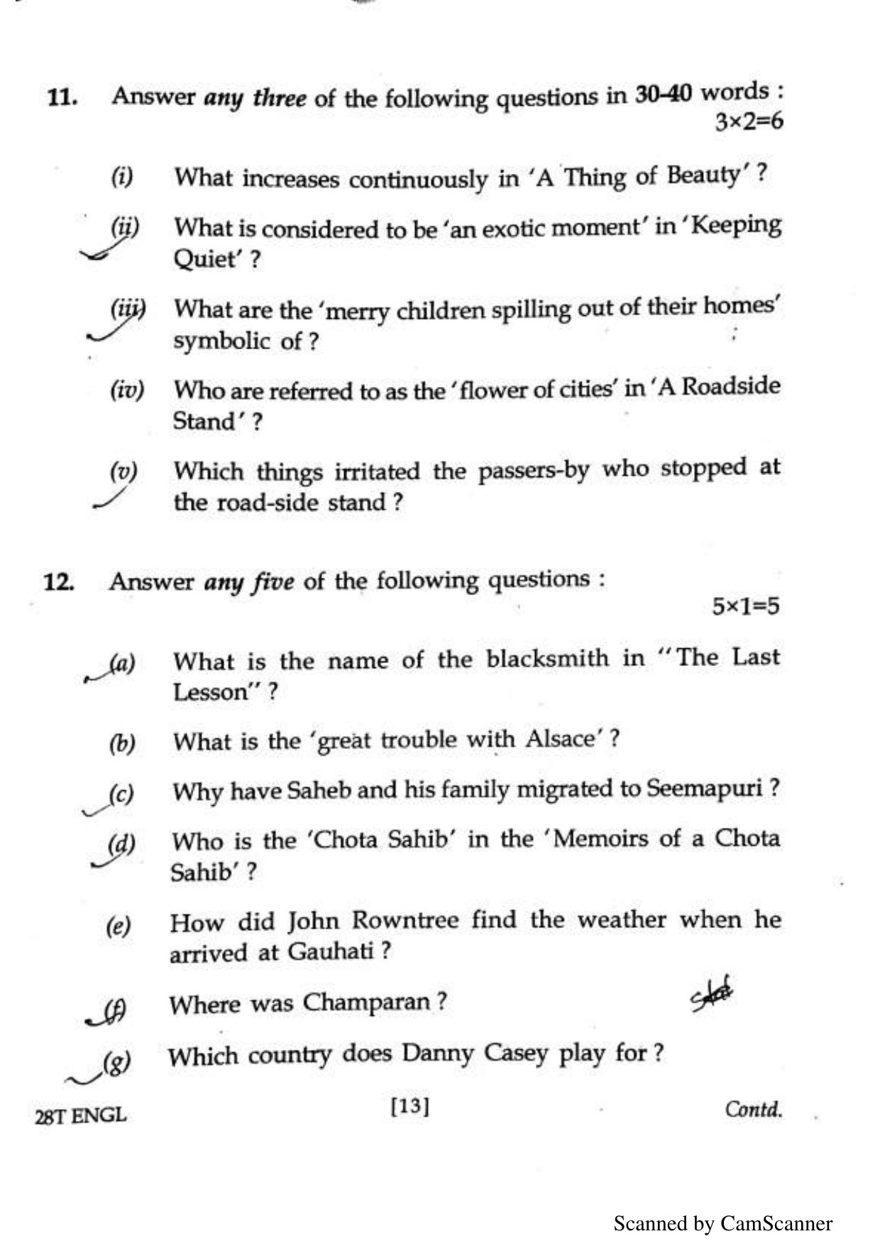 Assam HS 2nd Year English 2018 Question Paper - Page 13