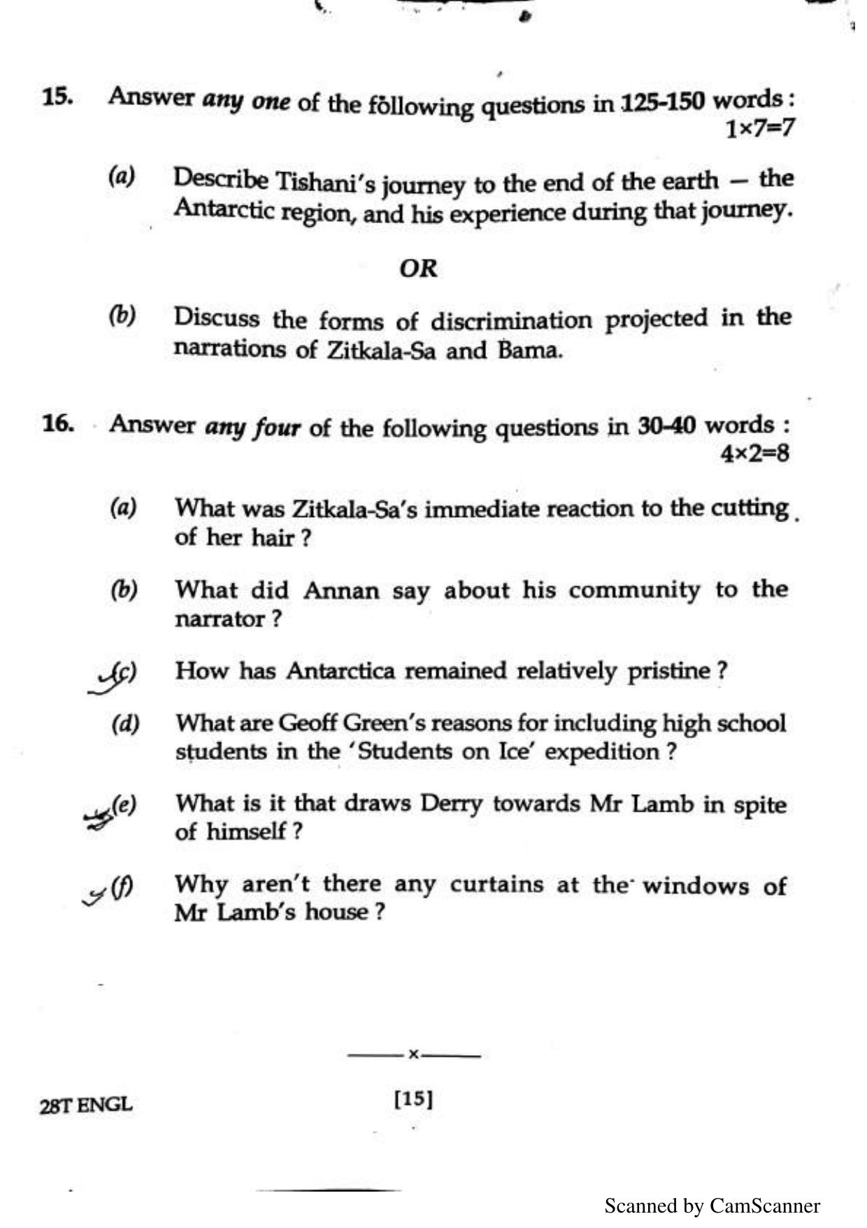 Assam HS 2nd Year English 2018 Question Paper - Page 15
