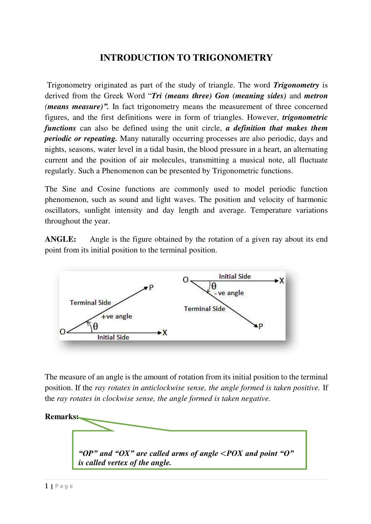 JKBOSE Class 10 Maths: CHAPTER 8 Trigonometry Question Bank - Page 1